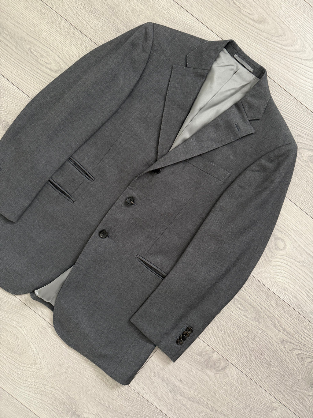 Yves Saint Laurent 1990s 2B Wool Grey Suit - Size S Jacket / 32" Waist