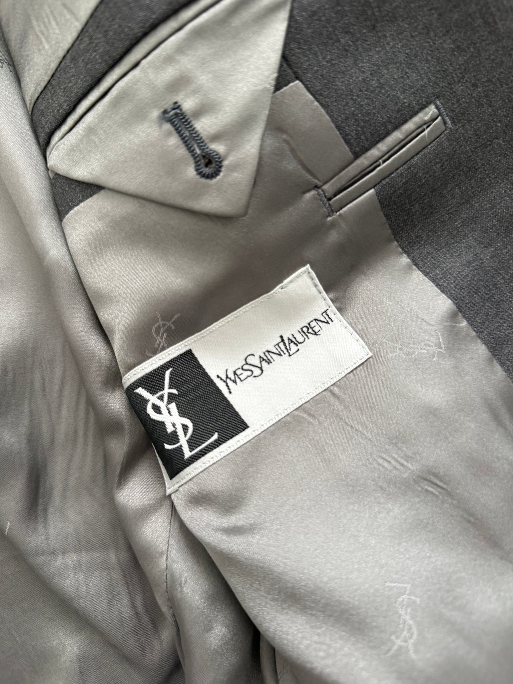 Yves Saint Laurent 1990s 2B Wool Grey Suit - Size S Jacket / 32" Waist