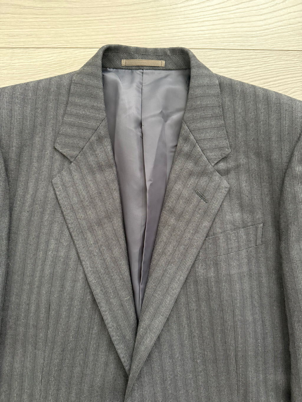 Yves Saint Laurent 1990s 2B Textured Wool Grey Navy Suit - Size S Jacket / 31" Waist