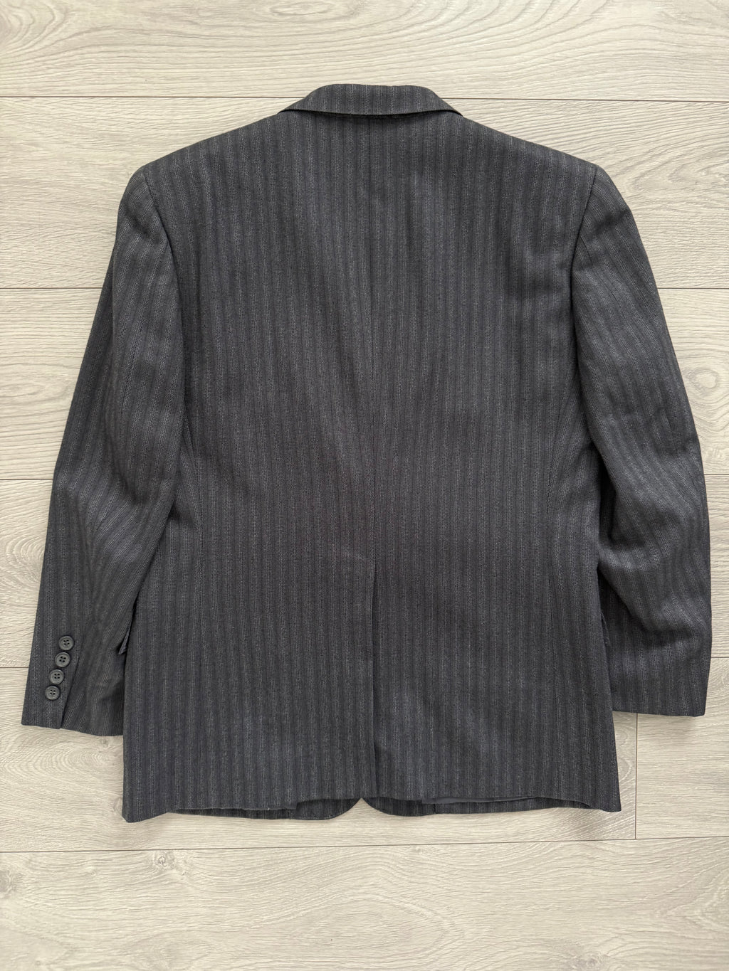 Yves Saint Laurent 1990s 2B Textured Wool Grey Navy Suit - Size S Jacket / 31" Waist