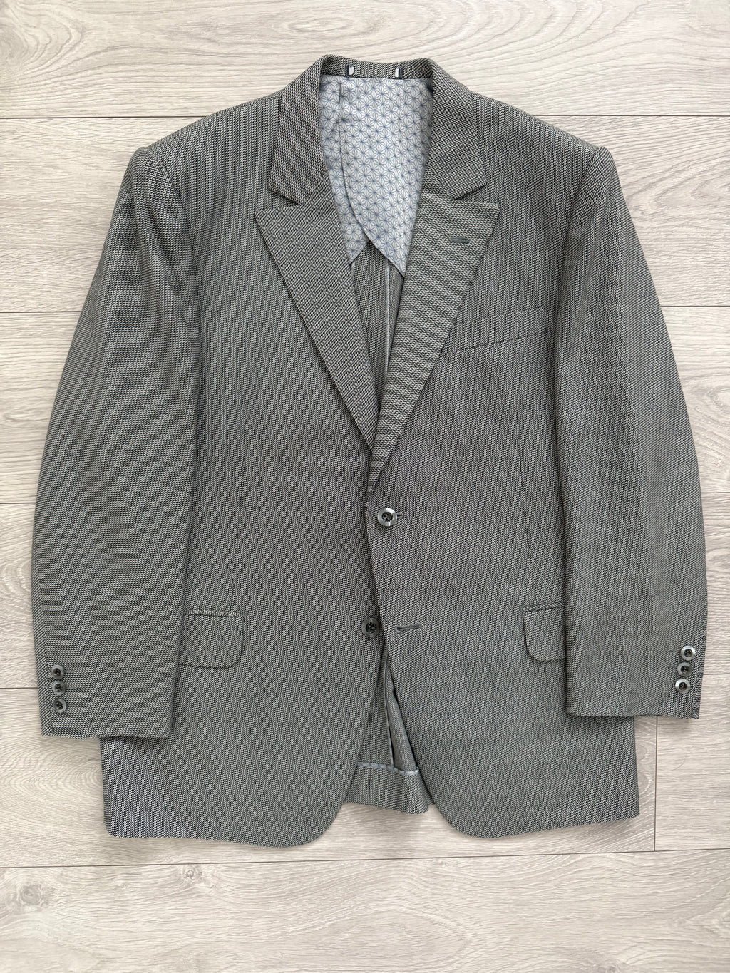 Yves Saint Laurent 1990s 2B Textured Wool Grey Suit - Size L Jacket / 34" Waist