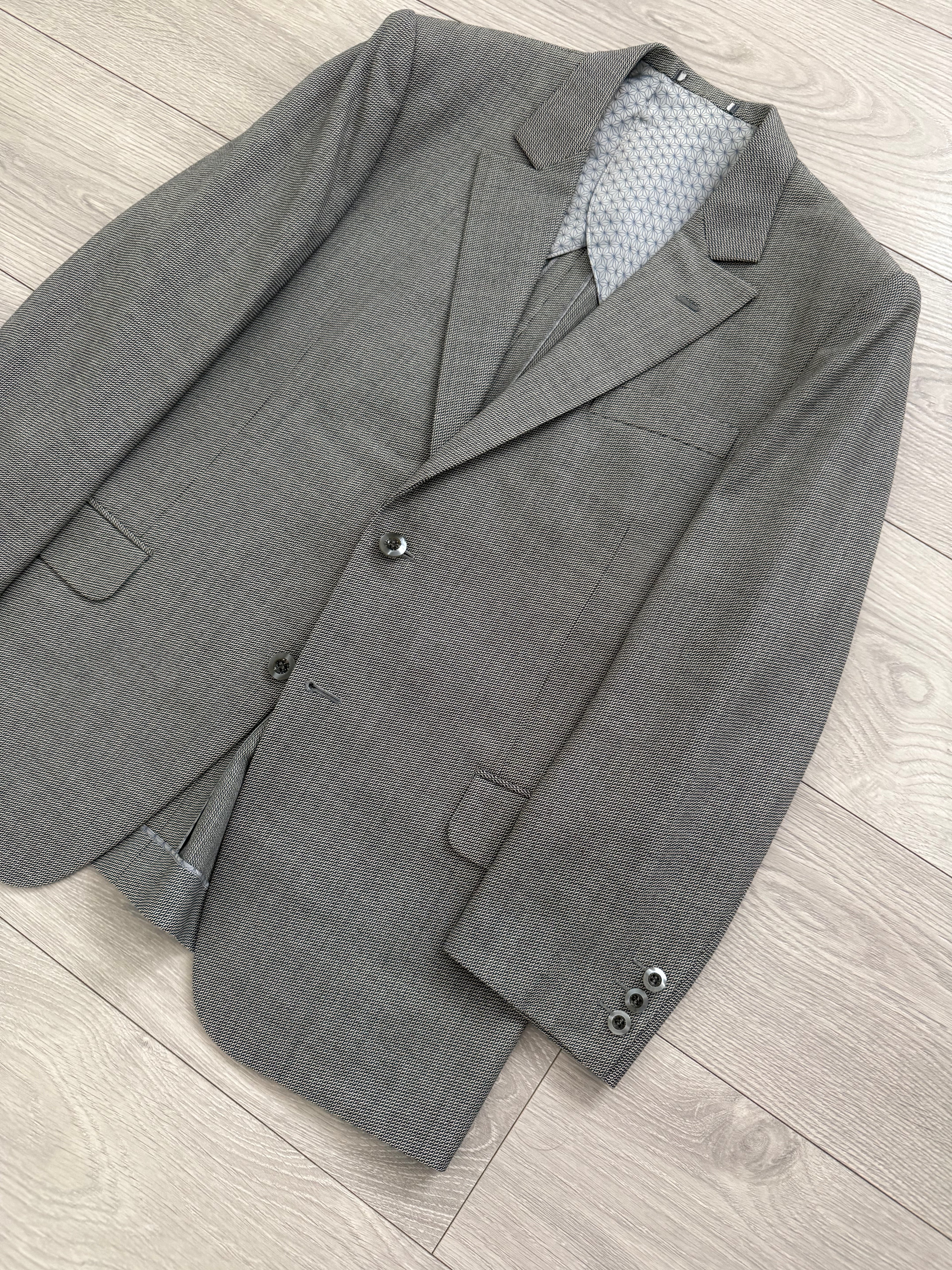 Yves Saint Laurent 1990s 2B Textured Wool Grey Suit - Size L Jacket / 34" Waist