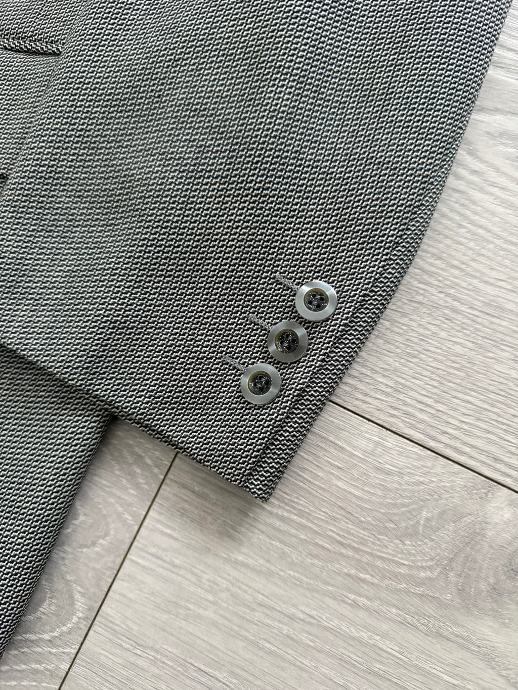 Yves Saint Laurent 1990s 2B Textured Wool Grey Suit - Size L Jacket / 34" Waist