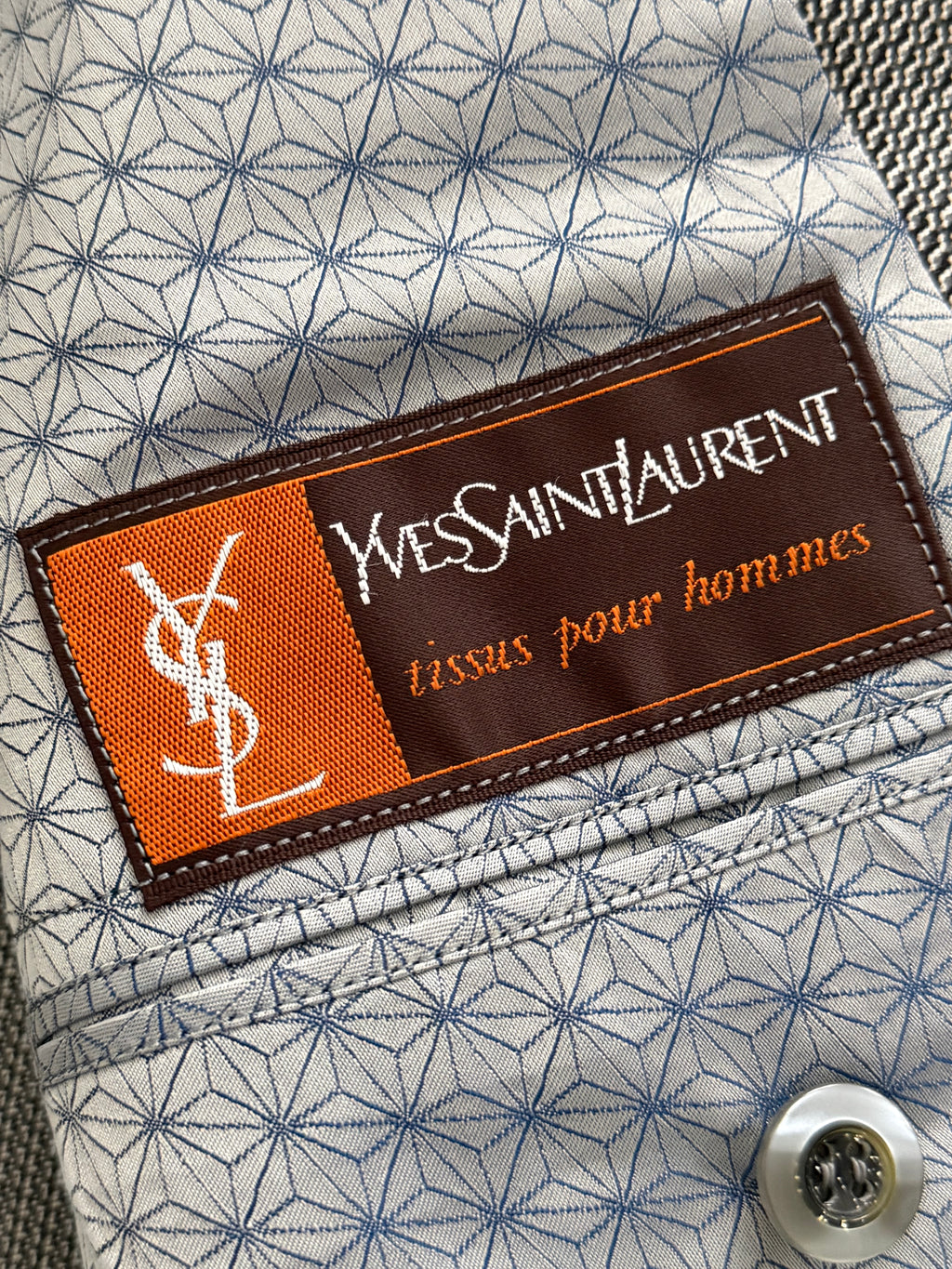 Yves Saint Laurent 1990s 2B Textured Wool Grey Suit - Size L Jacket / 34" Waist