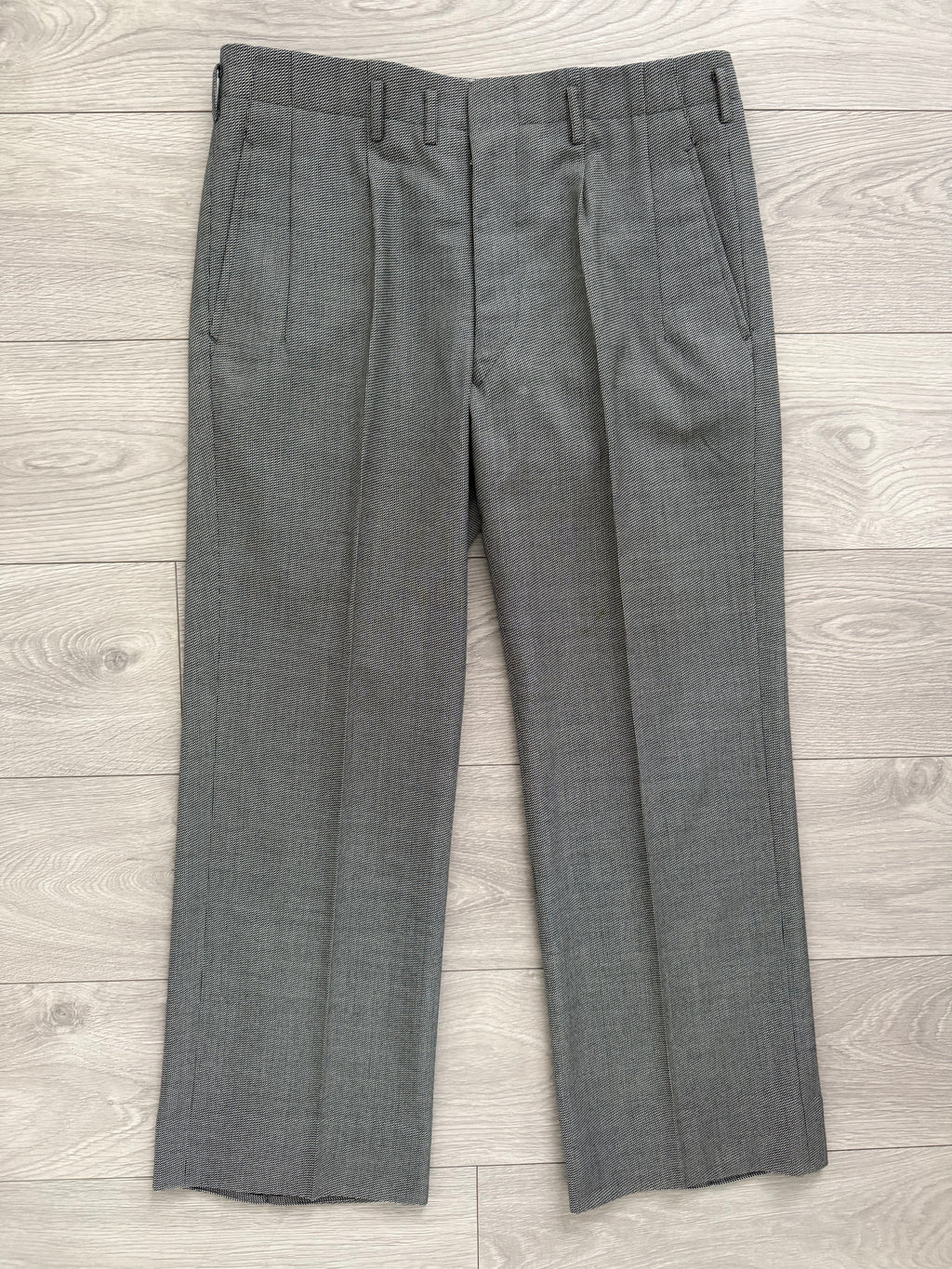 Yves Saint Laurent 1990s 2B Textured Wool Grey Suit - Size L Jacket / 34" Waist