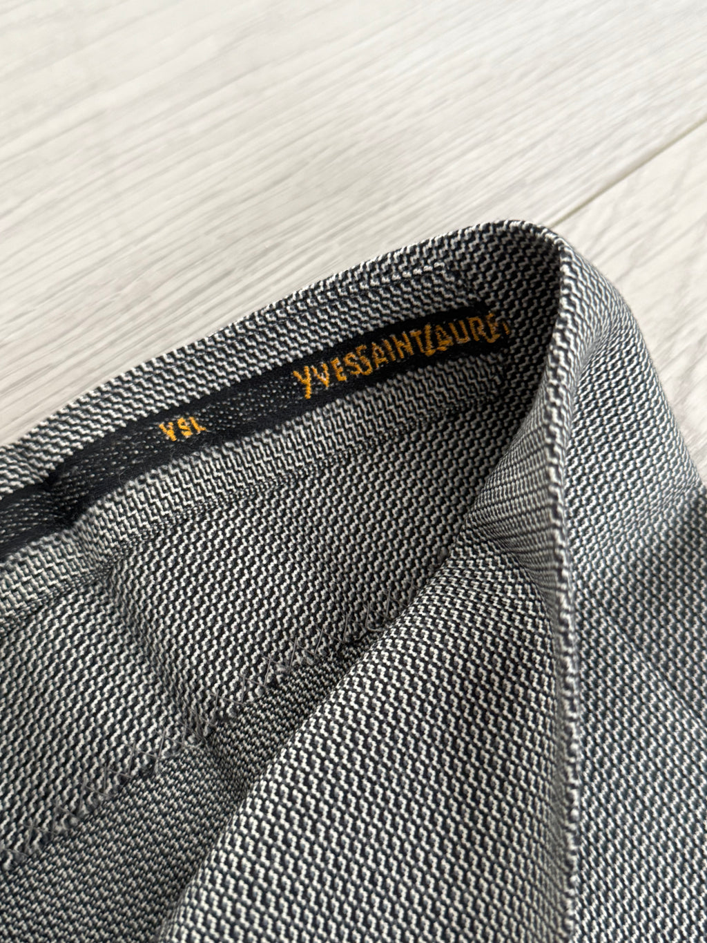 Yves Saint Laurent 1990s 2B Textured Wool Grey Suit - Size L Jacket / 34" Waist