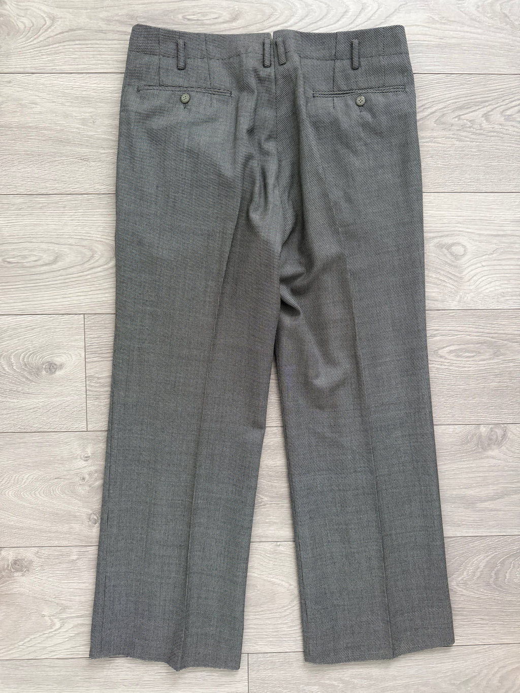 Yves Saint Laurent 1990s 2B Textured Wool Grey Suit - Size L Jacket / 34" Waist