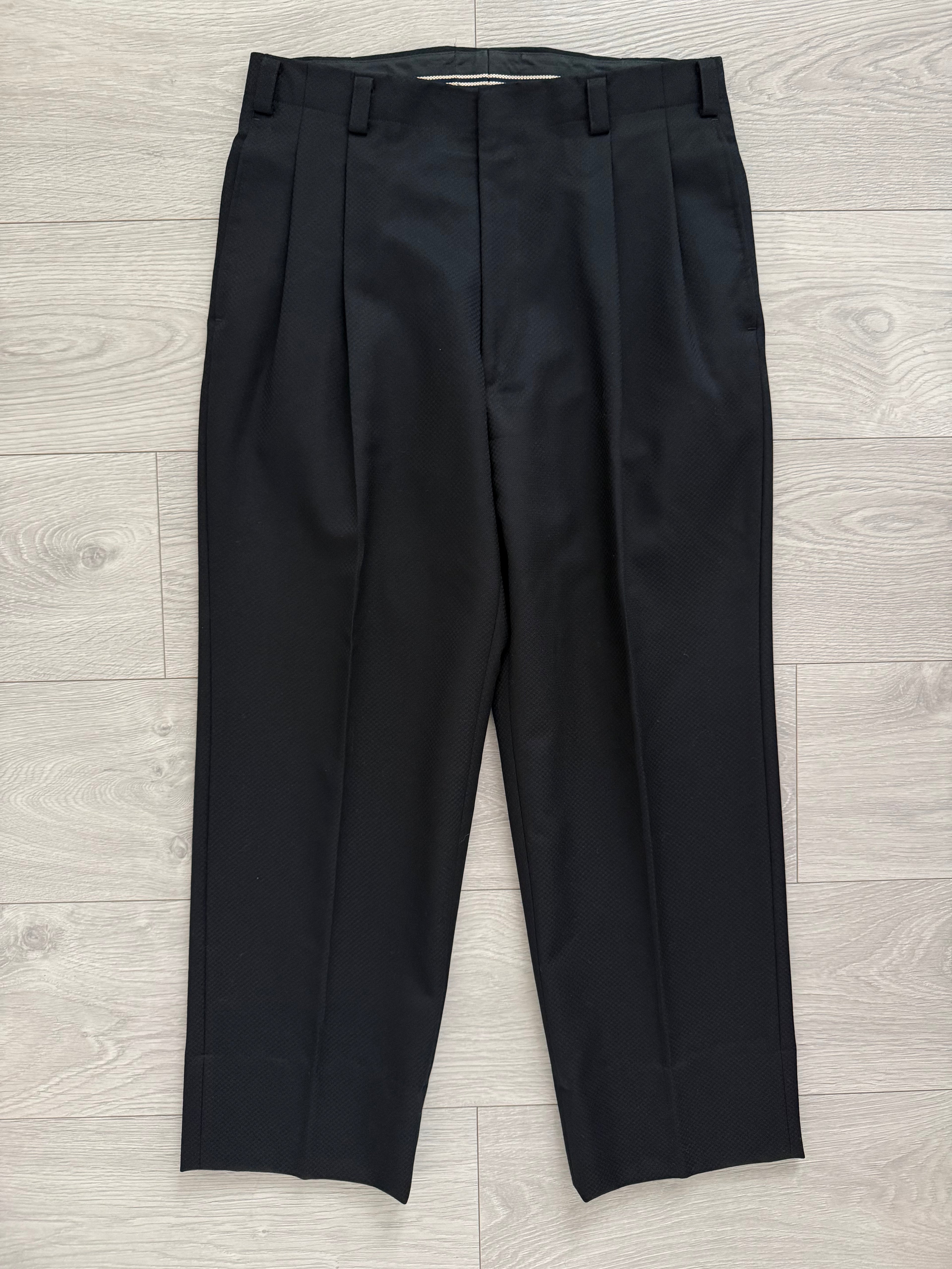 Yves Saint Laurent 1990s 3B Textured Pleated Wool Black Suit - Size S Jacket / 31" Waist
