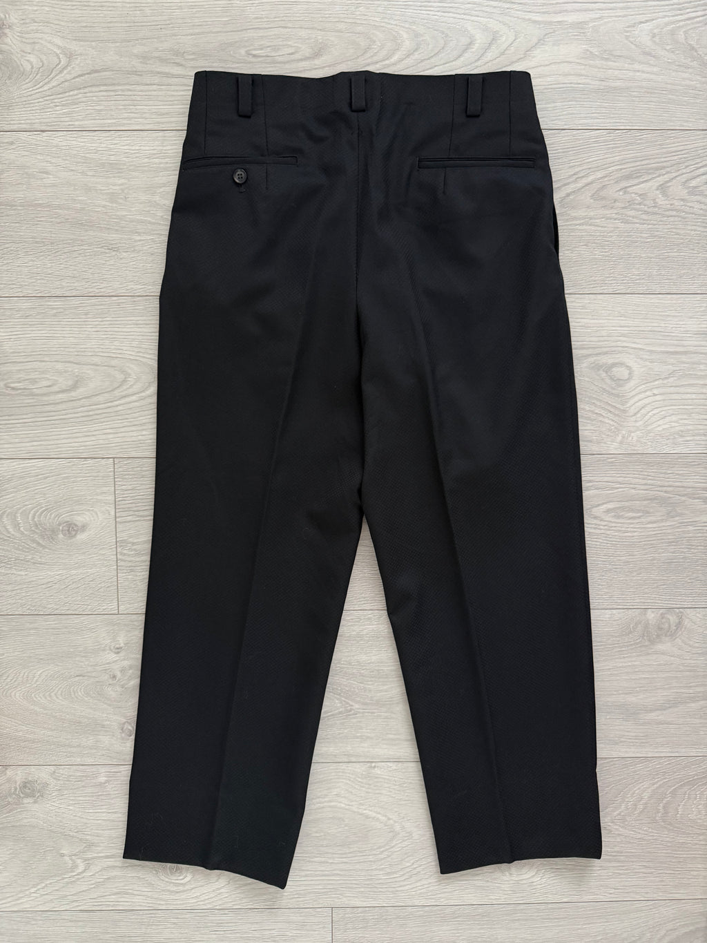 Yves Saint Laurent 1990s 3B Textured Pleated Wool Black Suit - Size S Jacket / 31" Waist
