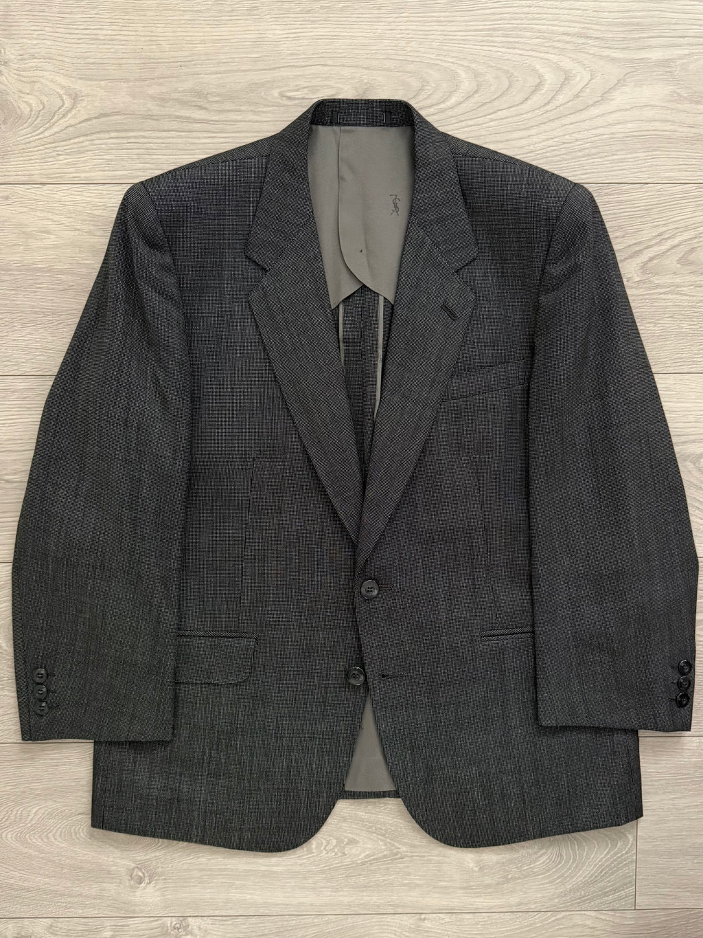 Yves Saint Laurent 1990s 2B Wool Grey Suit - Size M Jacket / 34" Waist