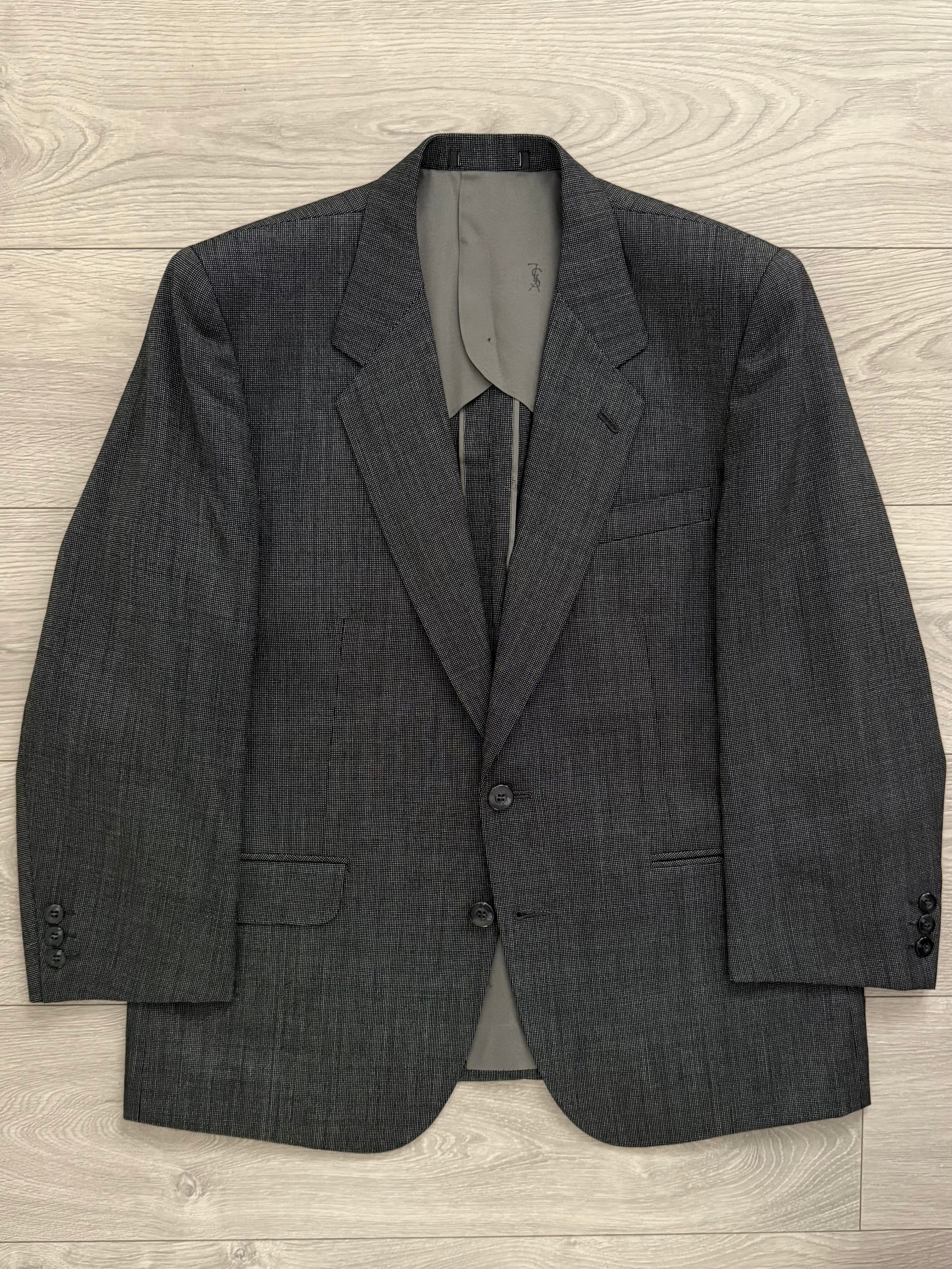 Yves Saint Laurent 1990s 2B Wool Grey Suit - Size M Jacket / 34" Waist
