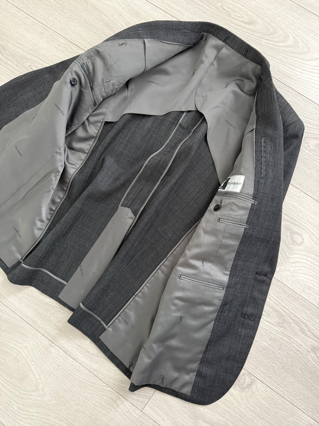 Yves Saint Laurent 1990s 2B Wool Grey Suit - Size M Jacket / 34" Waist