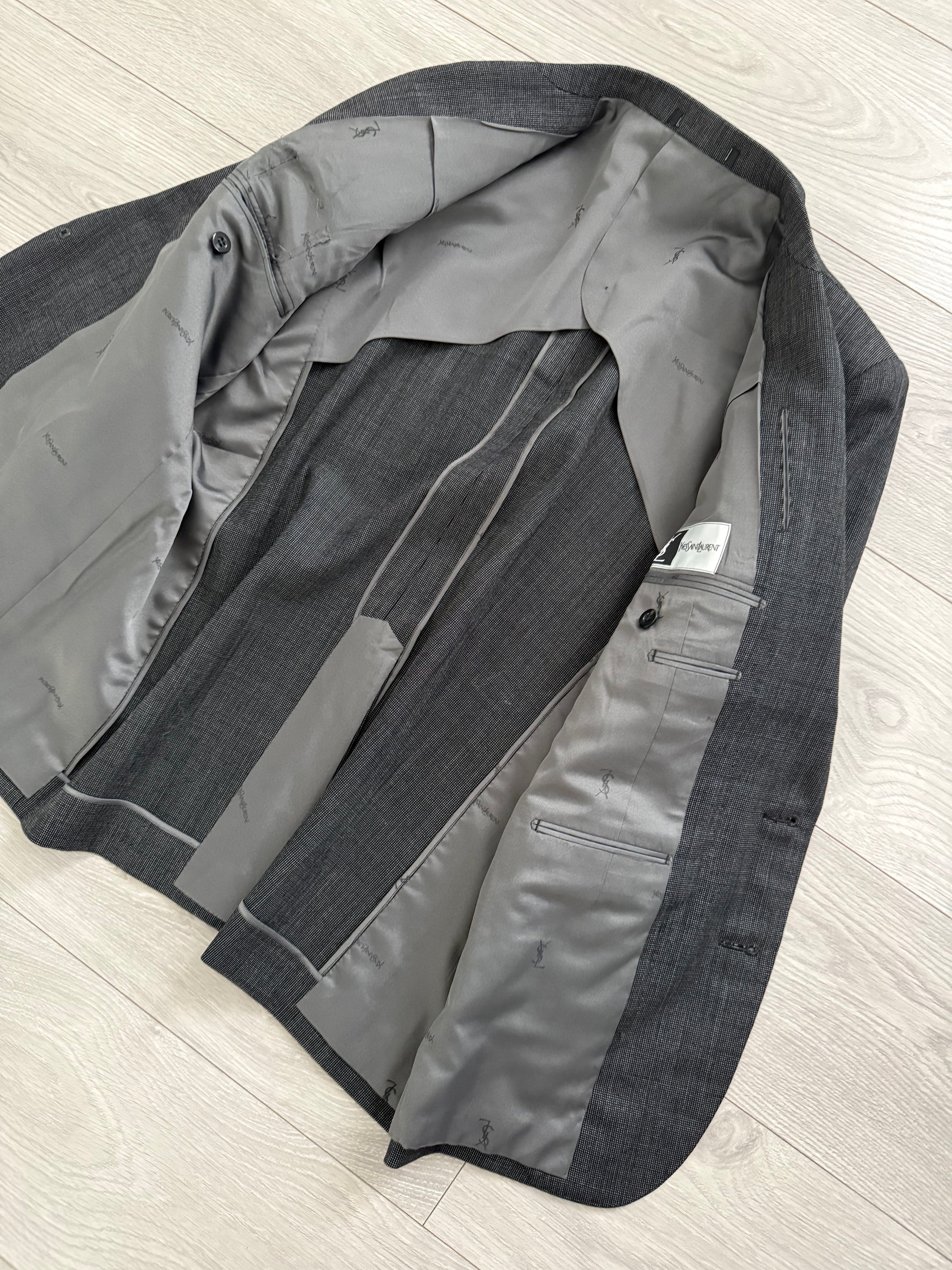 Yves Saint Laurent 1990s 2B Wool Grey Suit - Size M Jacket / 34" Waist