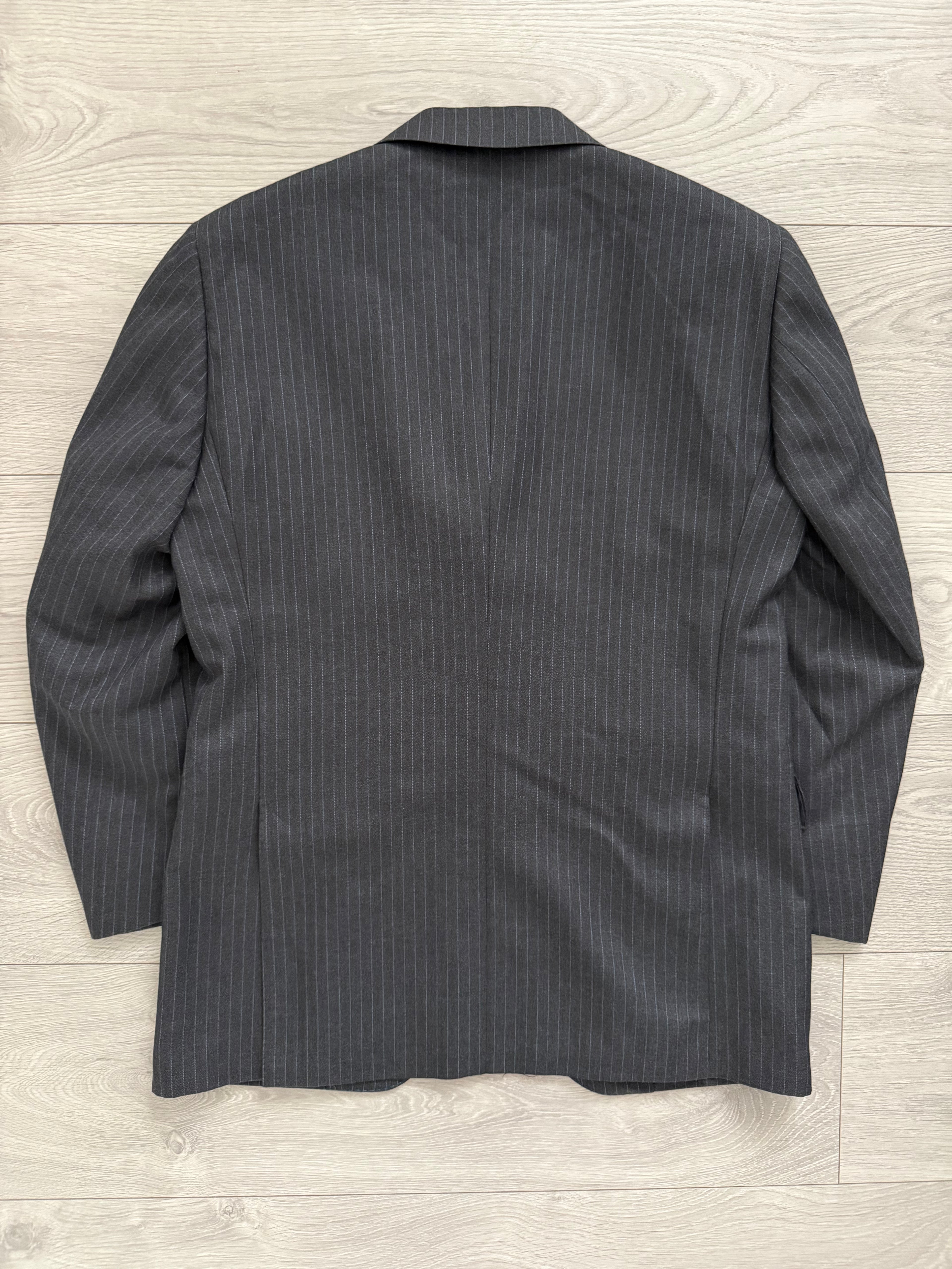 Yves Saint Laurent 1990s 3B Super 120s Wool Grey Pinstriped Suit - Size S Jacket / 31" Waist
