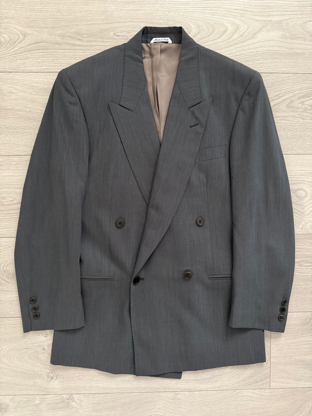 Yves Saint Laurent 1980s Peaked Lapel Double Breasted Lightweight Suit - Size S Jacket / 30" Waist