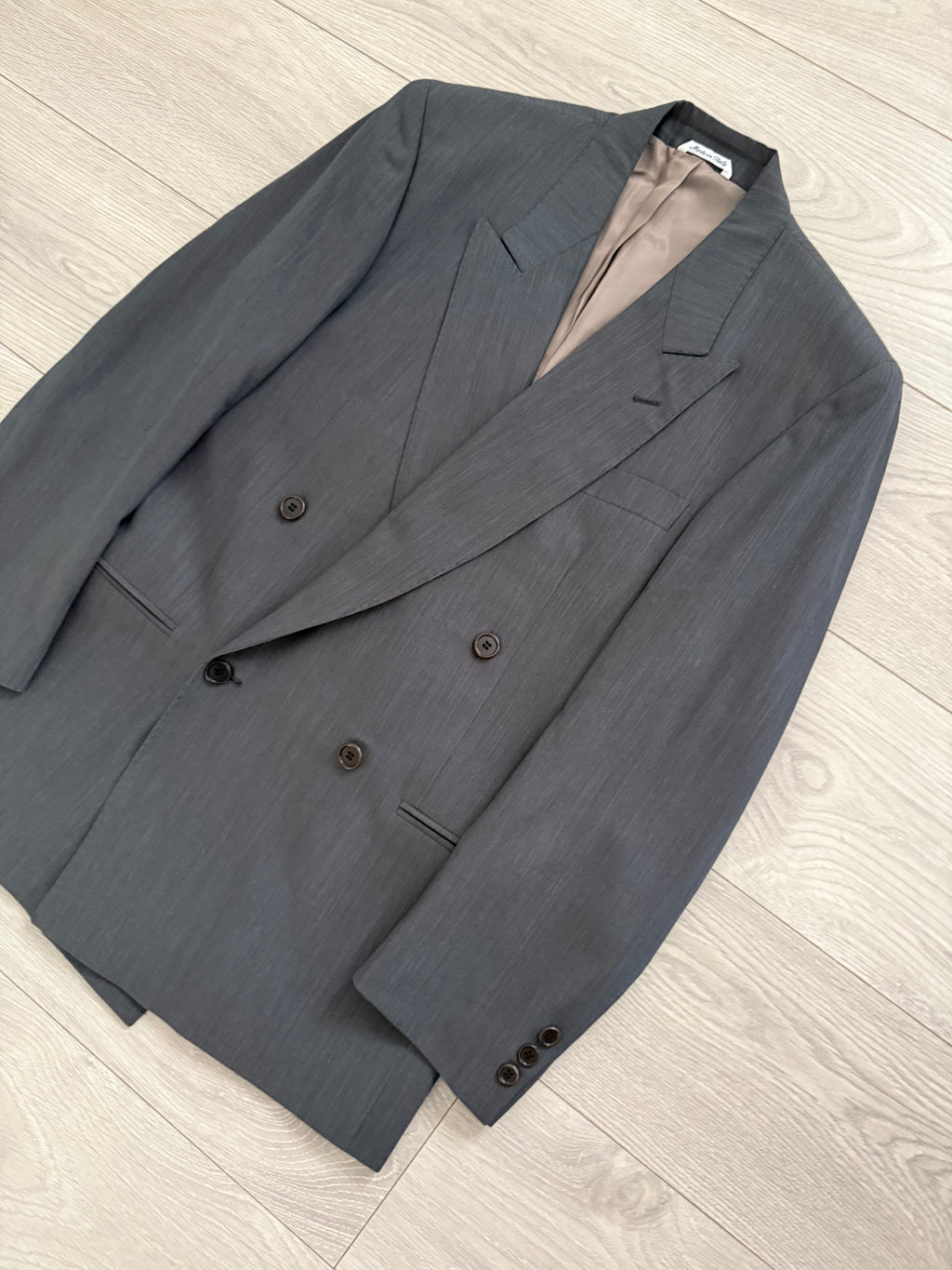 Yves Saint Laurent 1980s Peaked Lapel Double Breasted Lightweight Suit - Size S Jacket / 30" Waist
