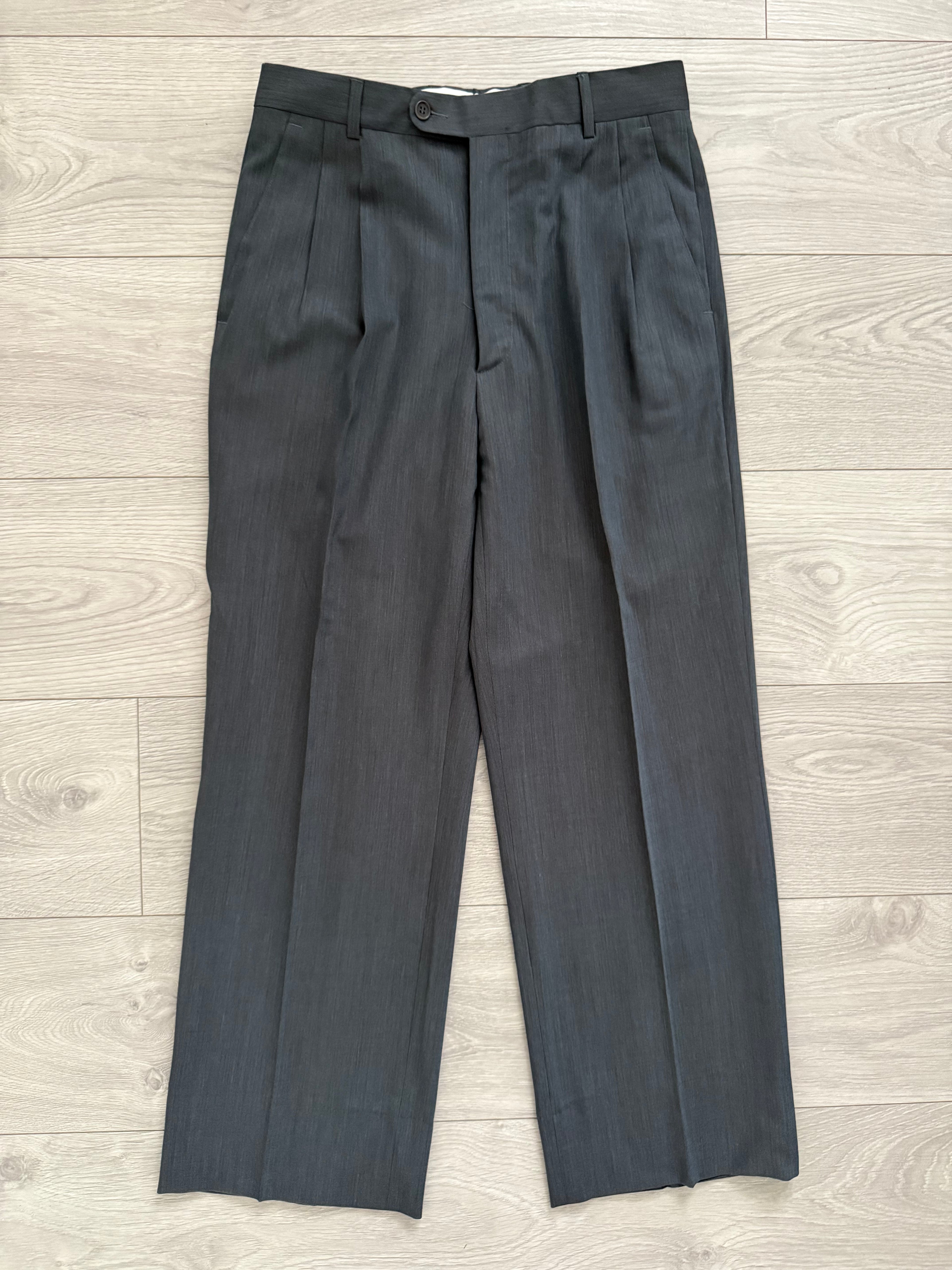 Yves Saint Laurent 1980s Peaked Lapel Double Breasted Lightweight Suit - Size S Jacket / 30" Waist