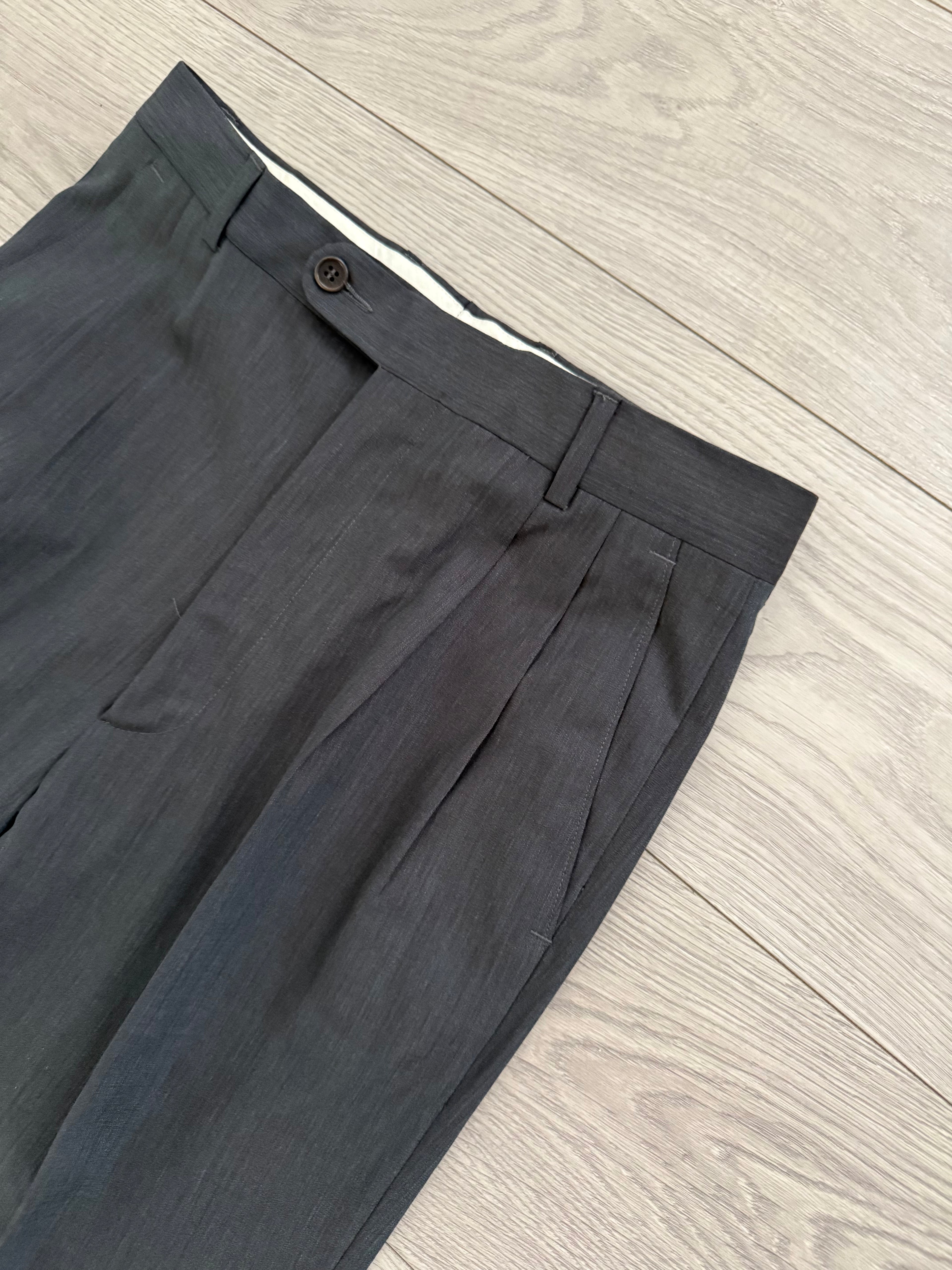 Yves Saint Laurent 1980s Peaked Lapel Double Breasted Lightweight Suit - Size S Jacket / 30" Waist