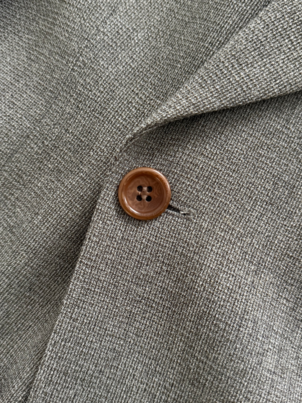Hugo Boss 1980s Peaked Lapel Double Breasted Cerruti Fabric Wool Suit Taupe Beige - Size S Jacket / 30" Waist
