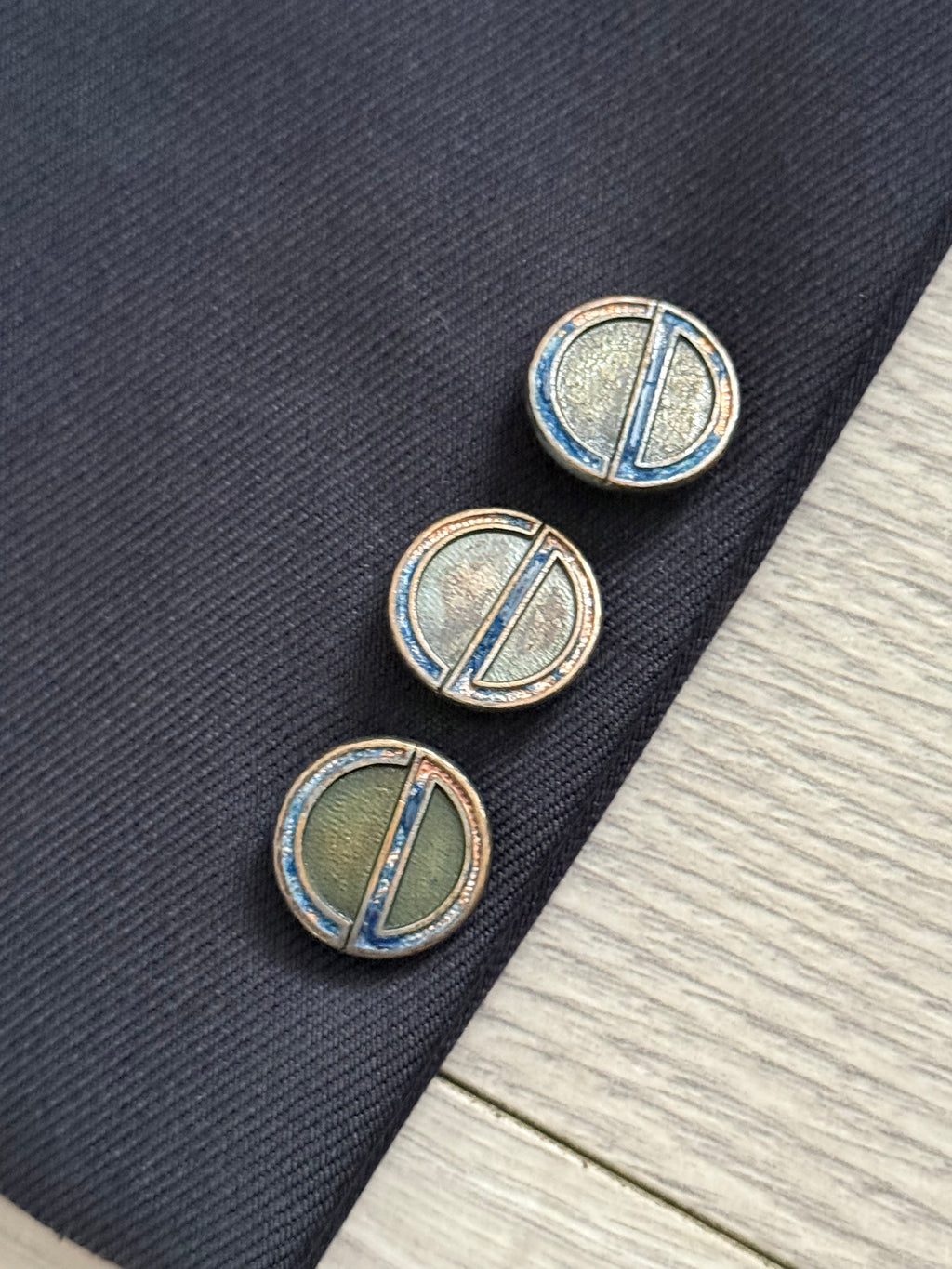 Christian Dior 1980s Peaked Lapel Double Breasted Metal Button Wool Suit Navy- Size S Jacket / 29" Waist