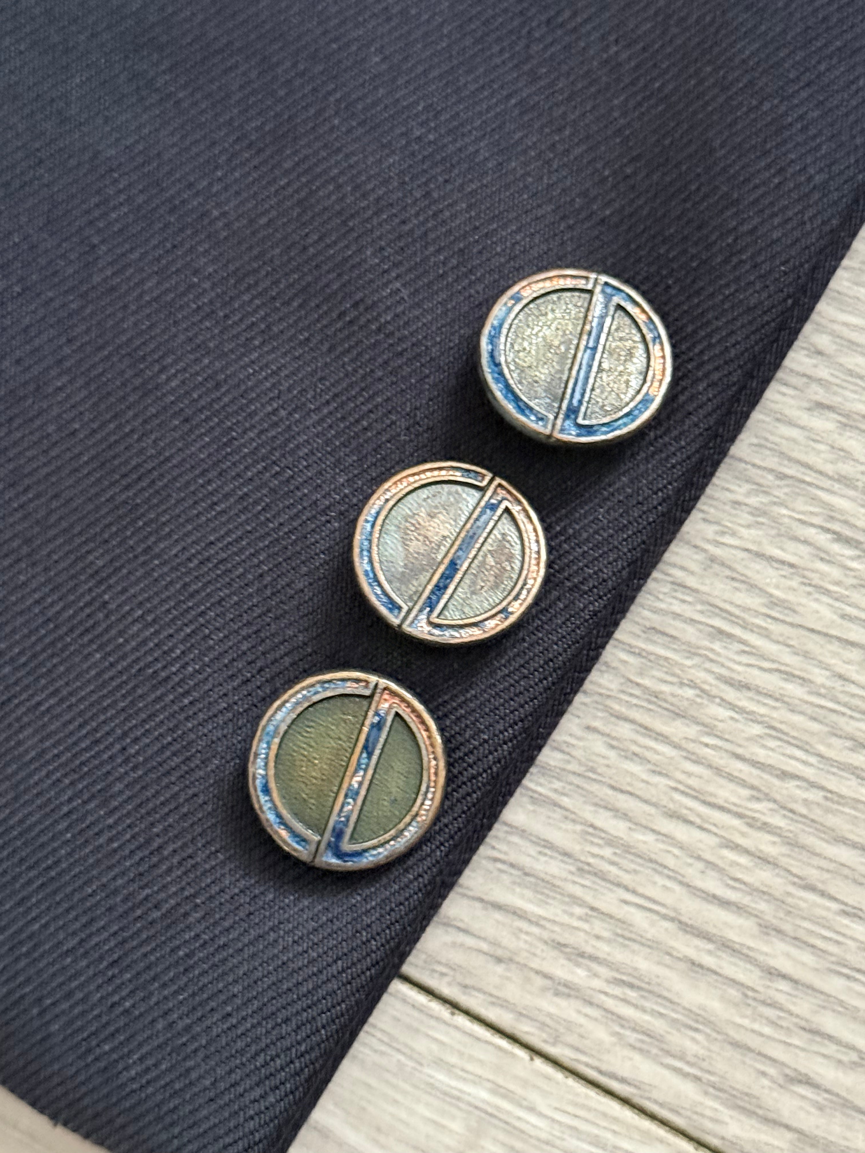Christian Dior 1980s Peaked Lapel Double Breasted Metal Button Wool Suit Navy- Size S Jacket / 29" Waist