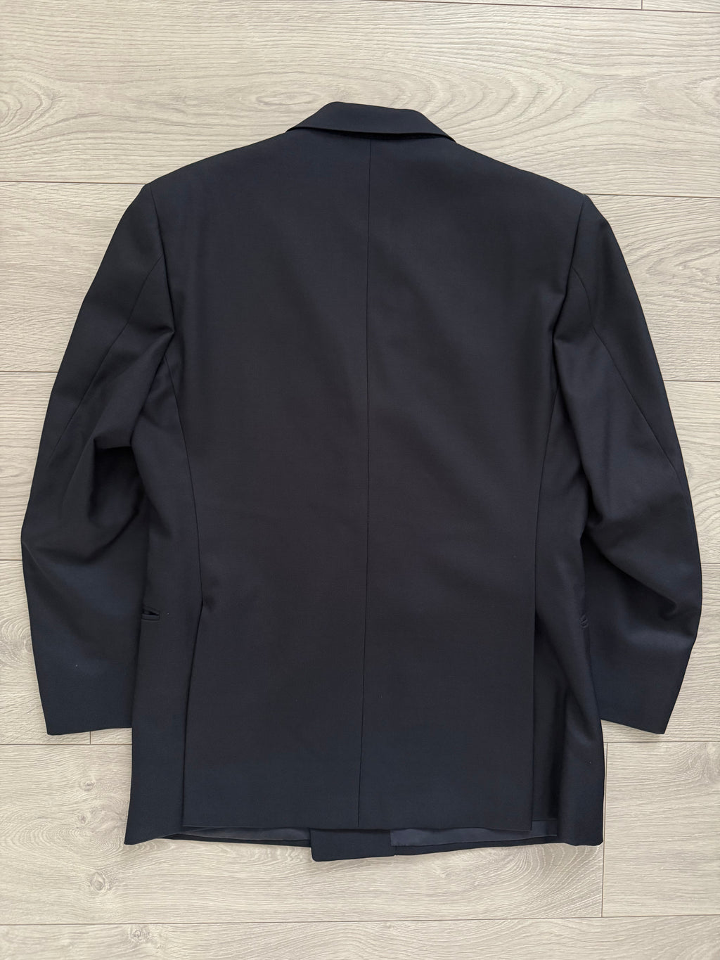 Christian Dior 1980s Peaked Lapel Double Breasted Metal Button Wool Suit Navy- Size S Jacket / 29" Waist