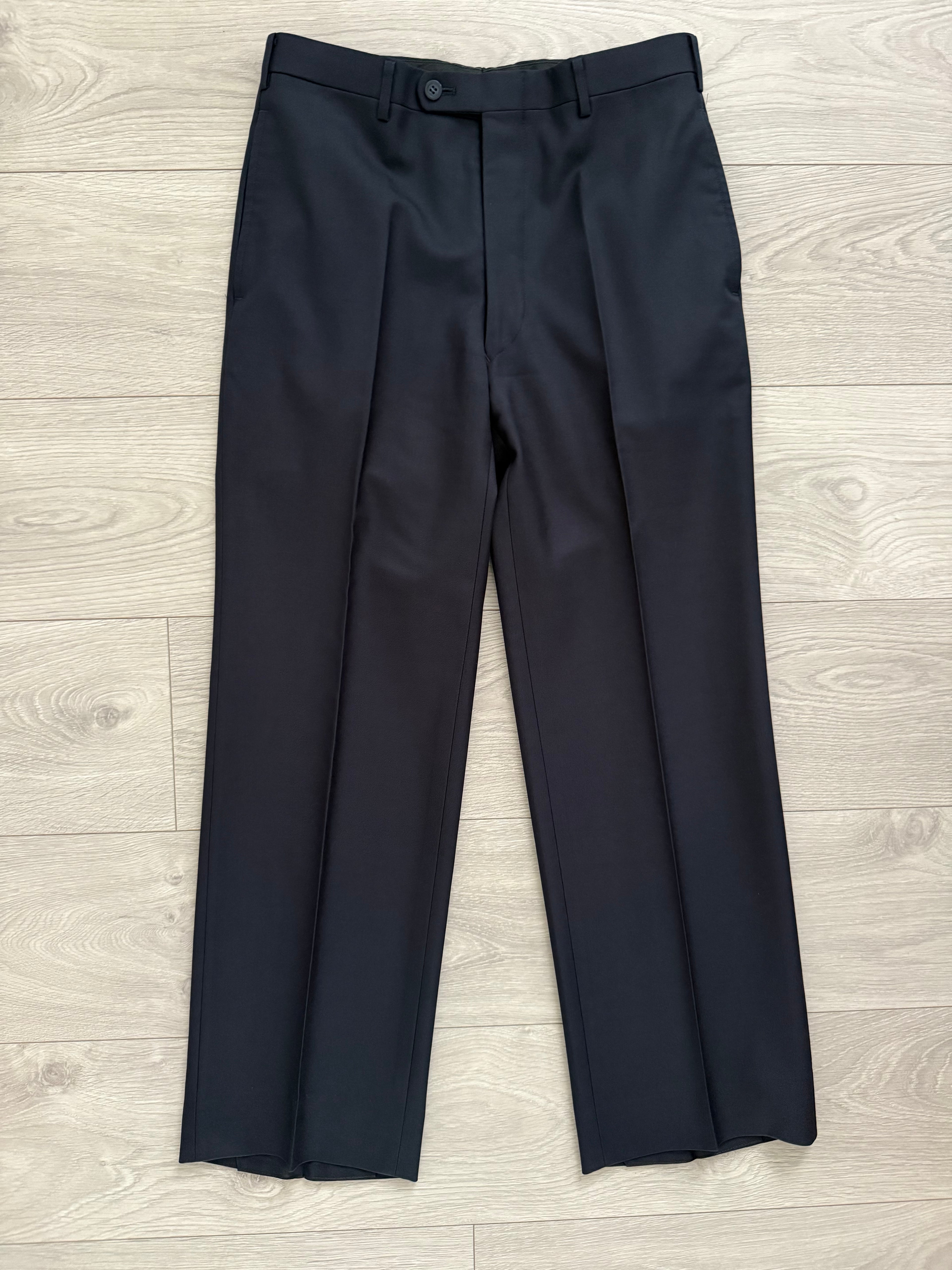 Christian Dior 1980s Peaked Lapel Double Breasted Metal Button Wool Suit Navy- Size S Jacket / 29" Waist