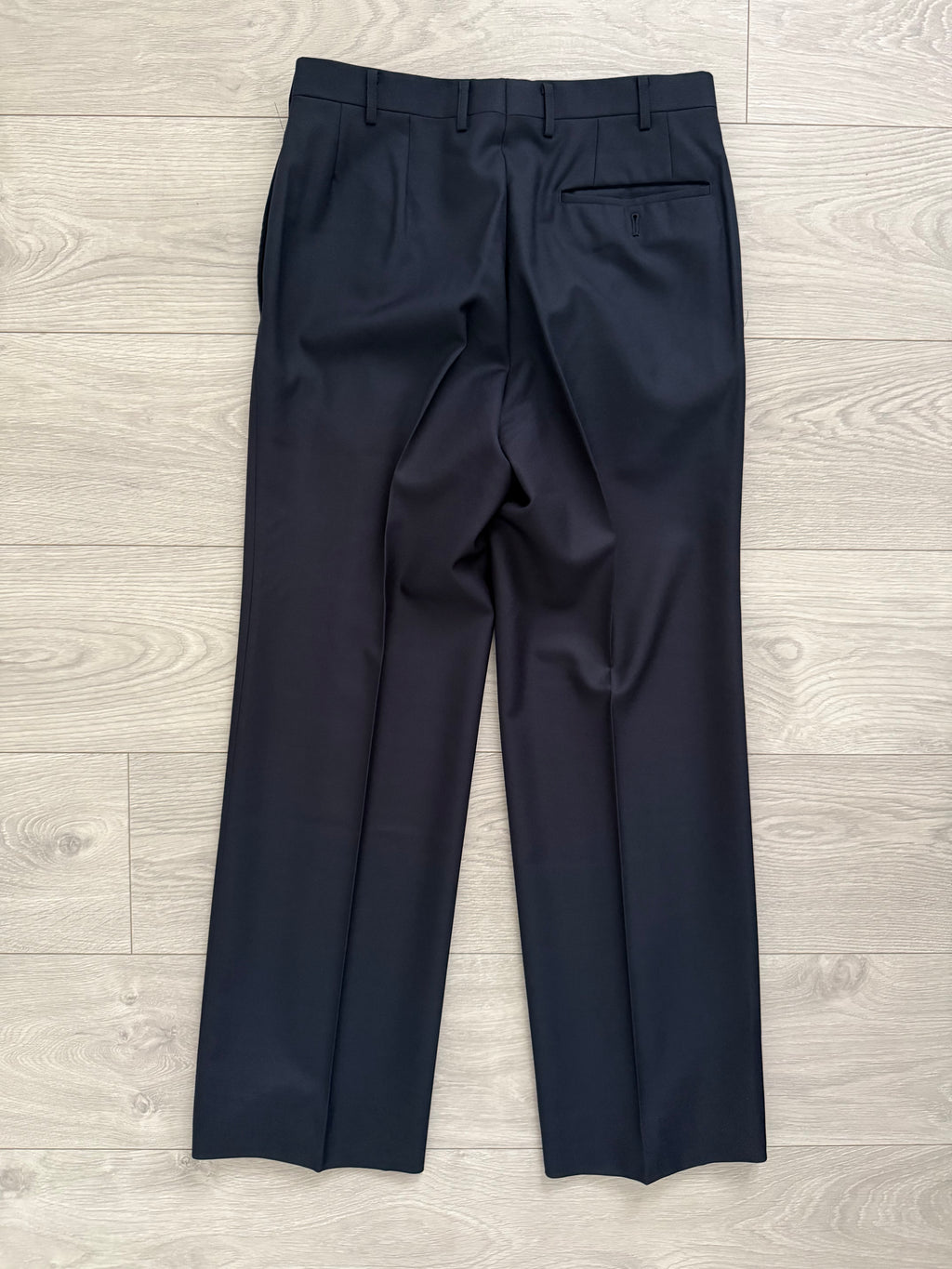 Christian Dior 1980s Peaked Lapel Double Breasted Metal Button Wool Suit Navy- Size S Jacket / 29" Waist