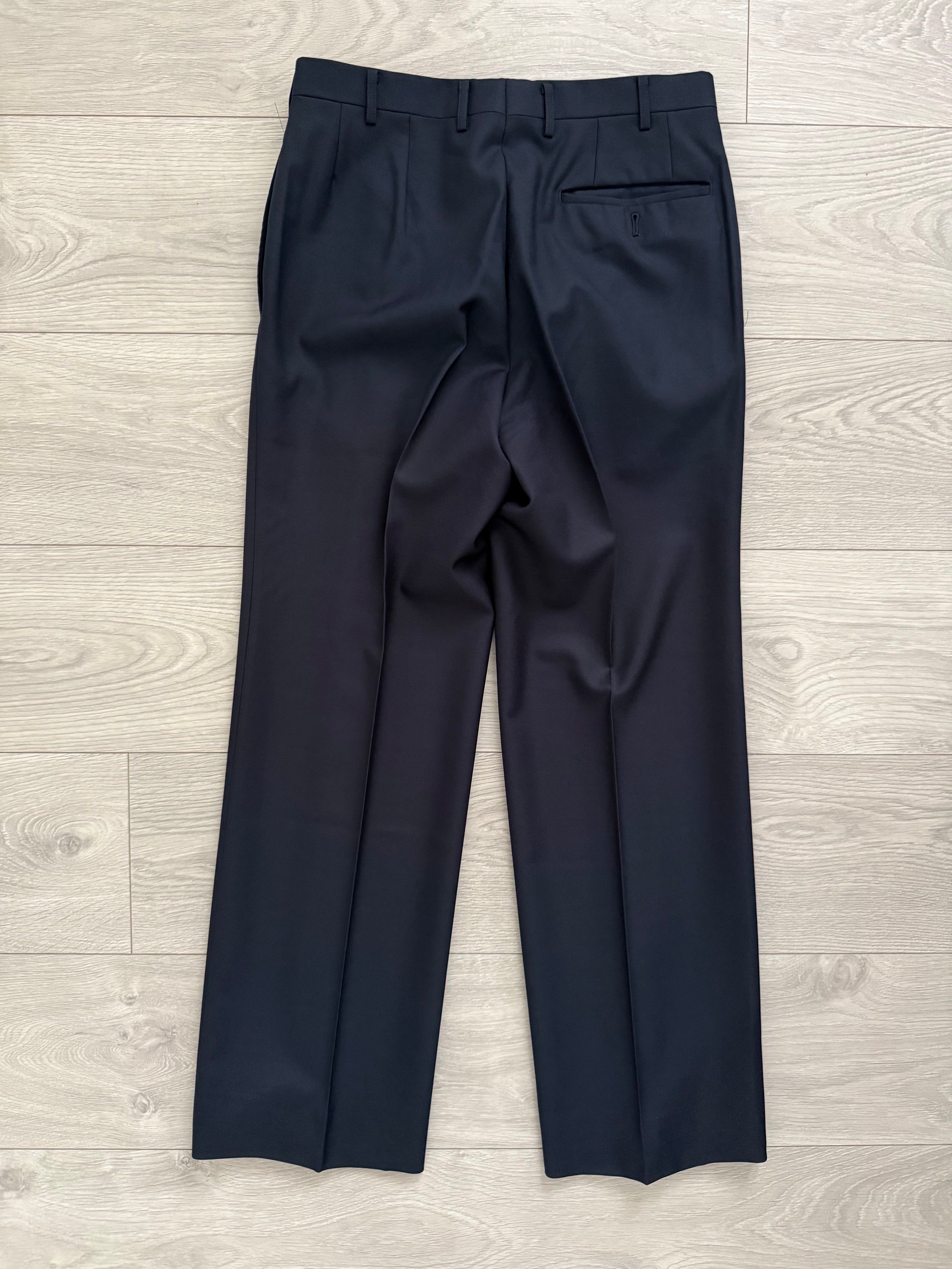 Christian Dior 1980s Peaked Lapel Double Breasted Metal Button Wool Suit Navy- Size S Jacket / 29" Waist