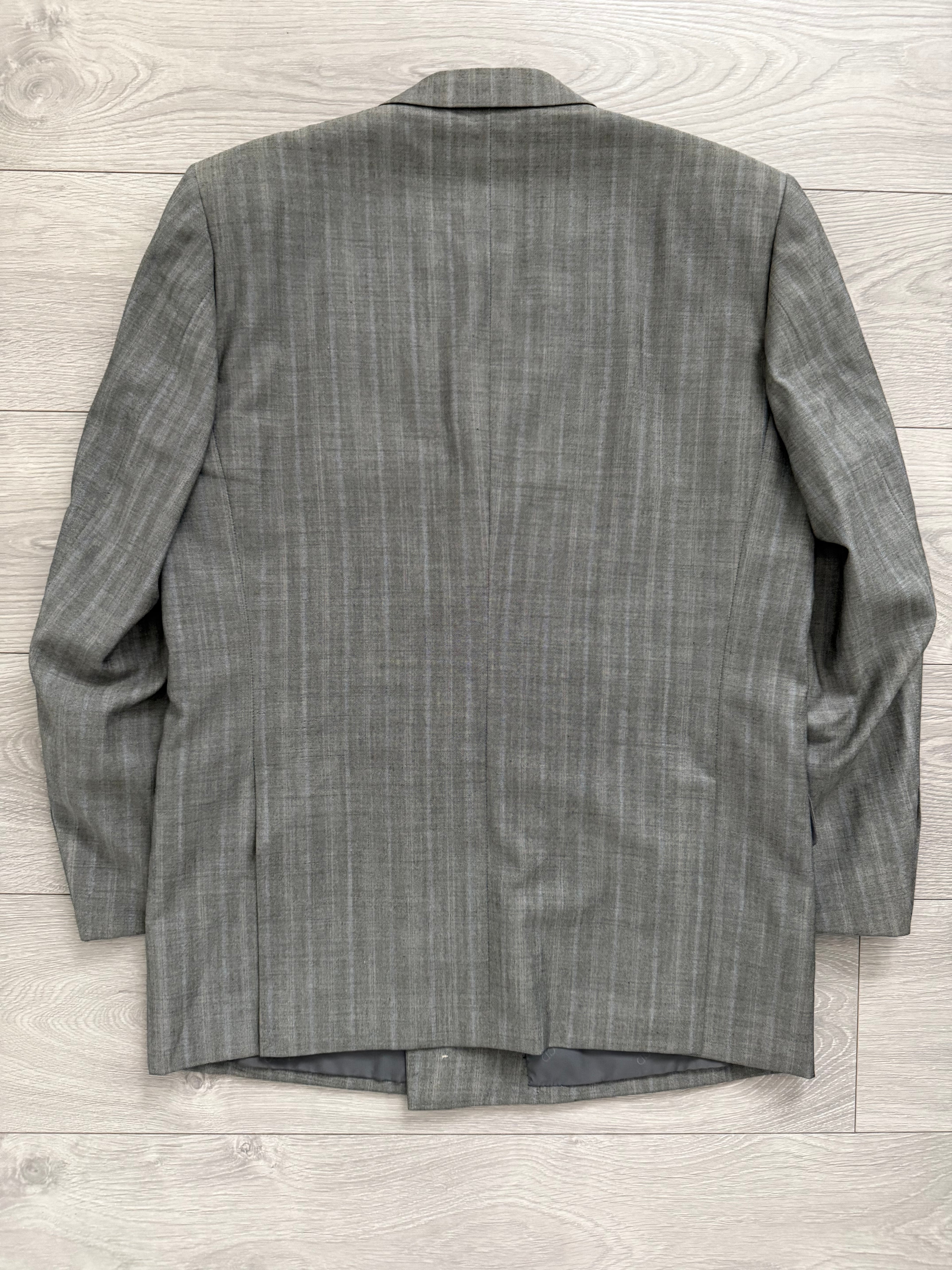 Christian Dior 1980s Peaked Lapel Double Breasted Wool Suit Grey - Size L Jacket / 34" Waist