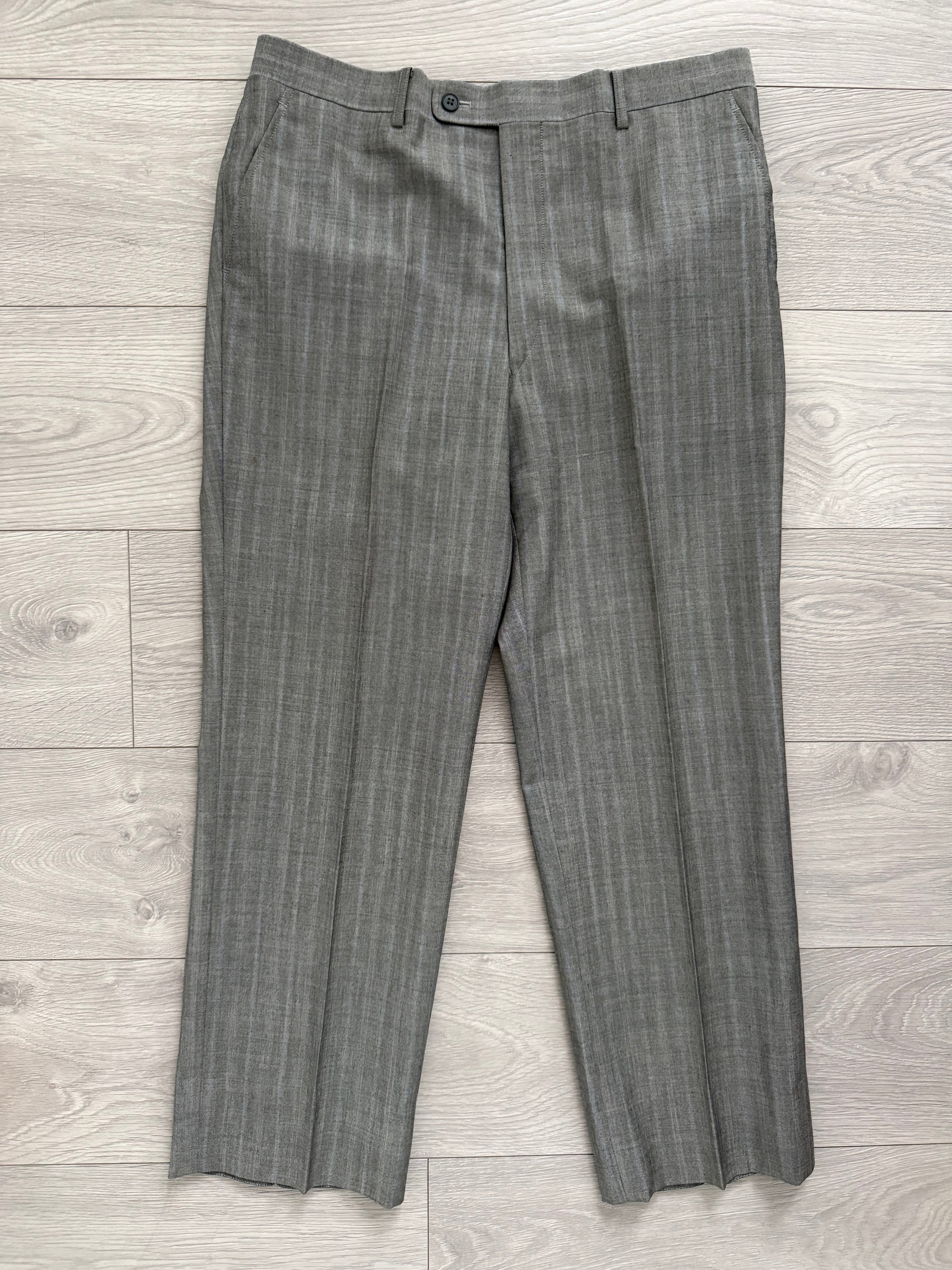 Christian Dior 1980s Peaked Lapel Double Breasted Wool Suit Grey - Size L Jacket / 34" Waist