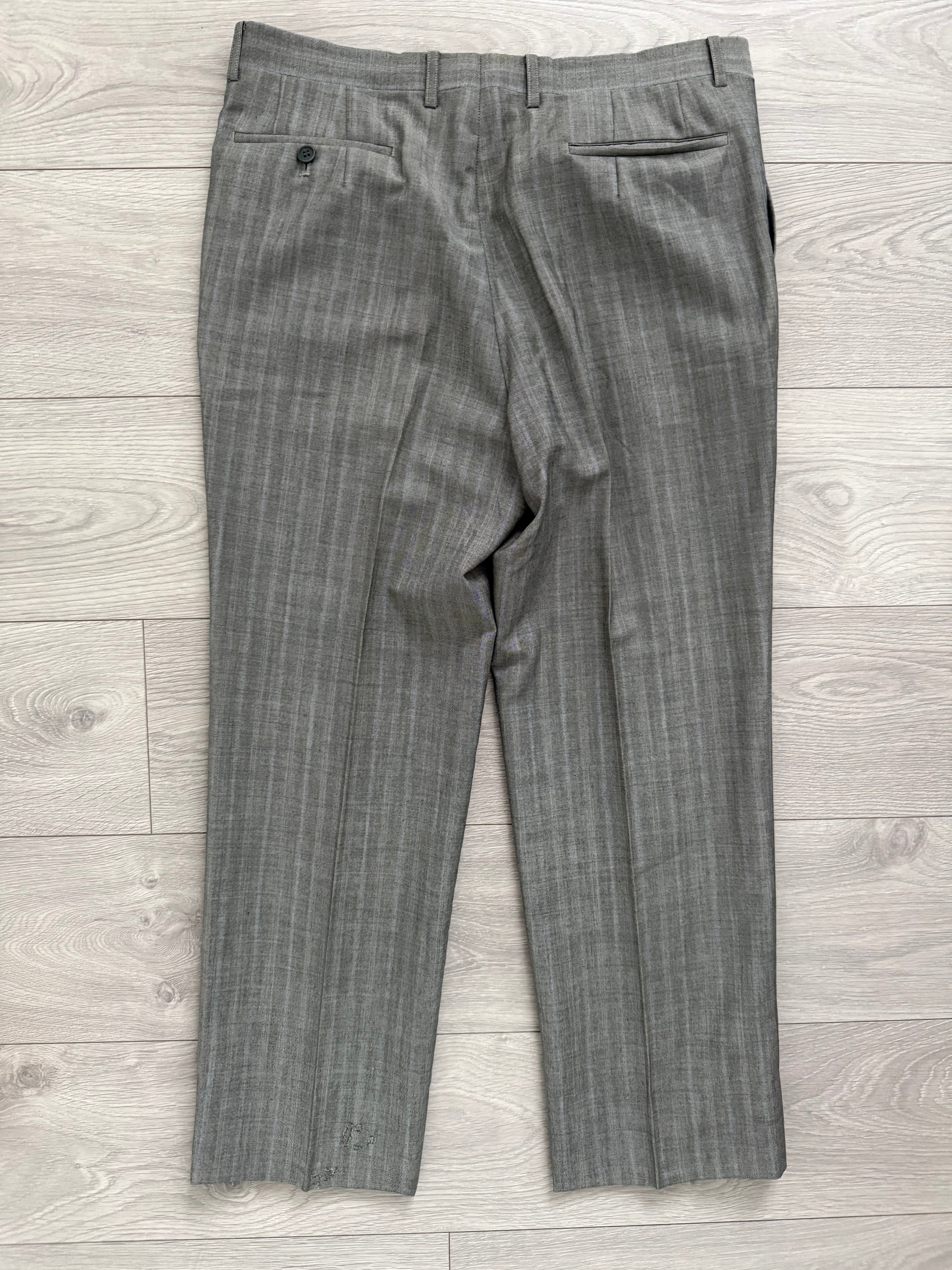 Christian Dior 1980s Peaked Lapel Double Breasted Wool Suit Grey - Size L Jacket / 34" Waist