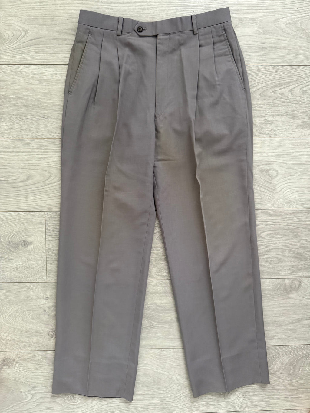 Christian Dior 1980s 2B Pleated Wool Suit - Size L Jacket / 32" Waist