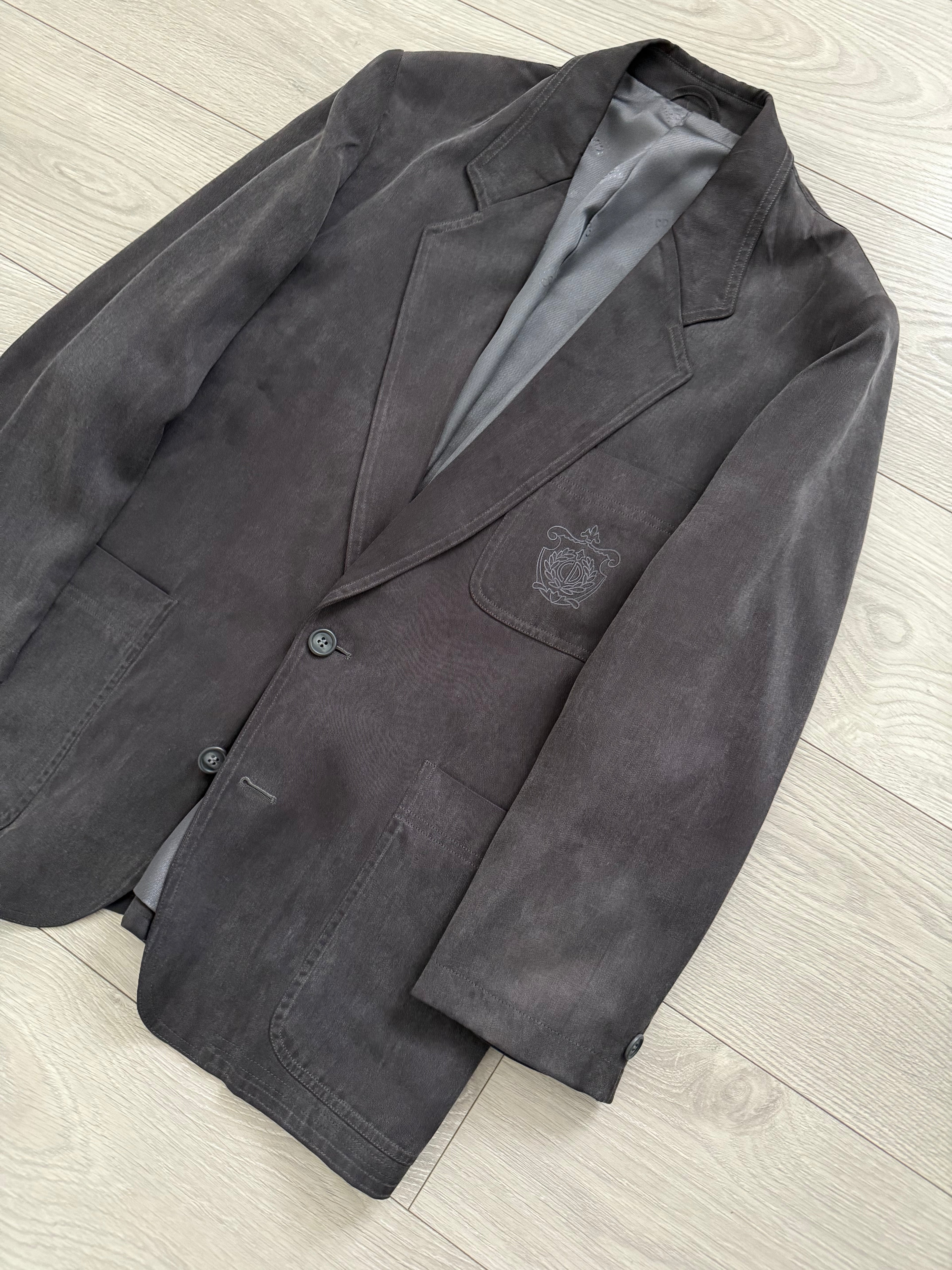 Christian Dior 1980s 2B Crest Logo Pleated Cotton Suit - Size L Jacket / 38" Waist