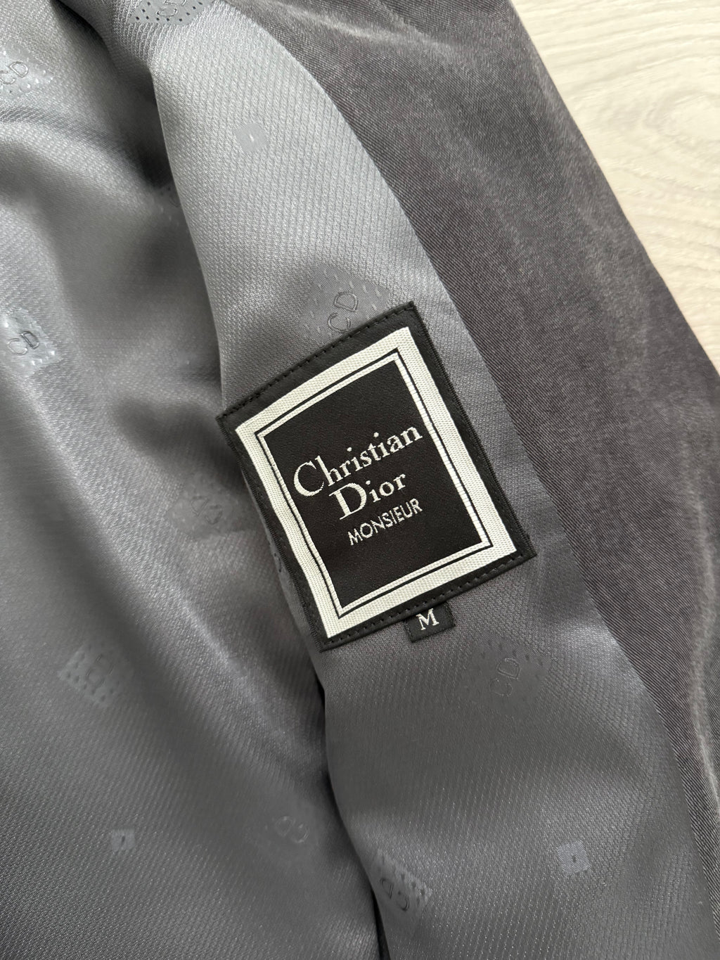 Christian Dior 1980s 2B Crest Logo Pleated Cotton Suit - Size L Jacket / 38" Waist