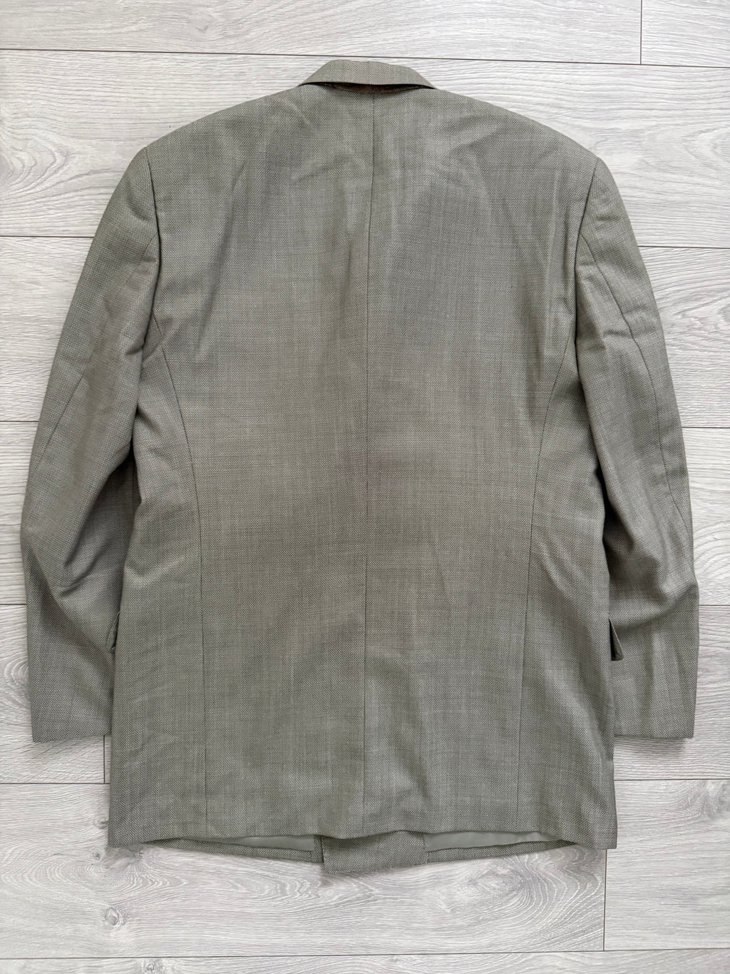 Givenchy 1980s Peaked Lapel Double Breasted Pleated Wool Suit Taupe Beige - Size M Jacket / 32" Waist