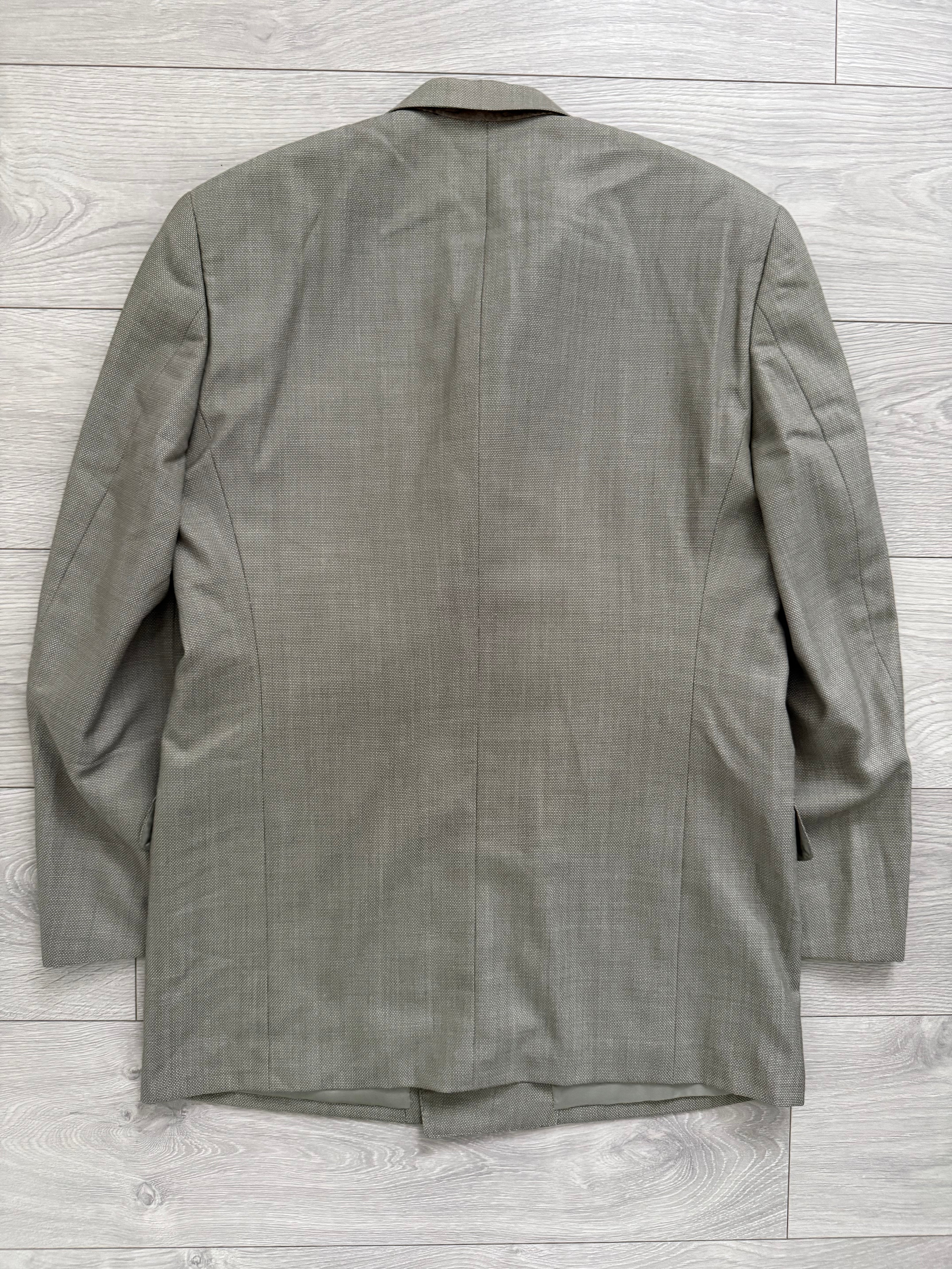 Givenchy 1980s Peaked Lapel Double Breasted Pleated Wool Suit Taupe Beige - Size M Jacket / 32" Waist