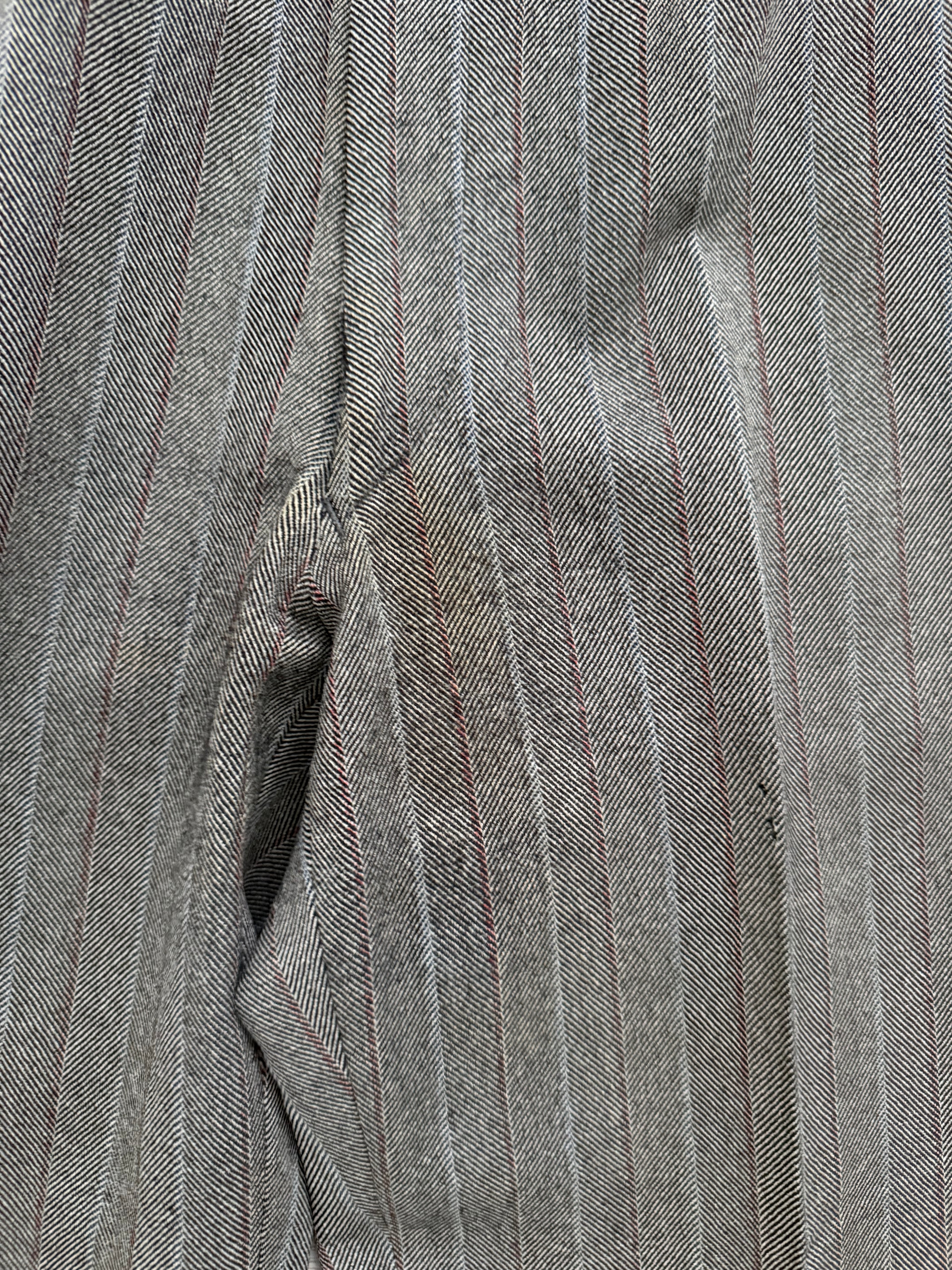 Givenchy 1980s 2B Textured Wool Striped Grey Suit - Size S Jacket / 32" Waist