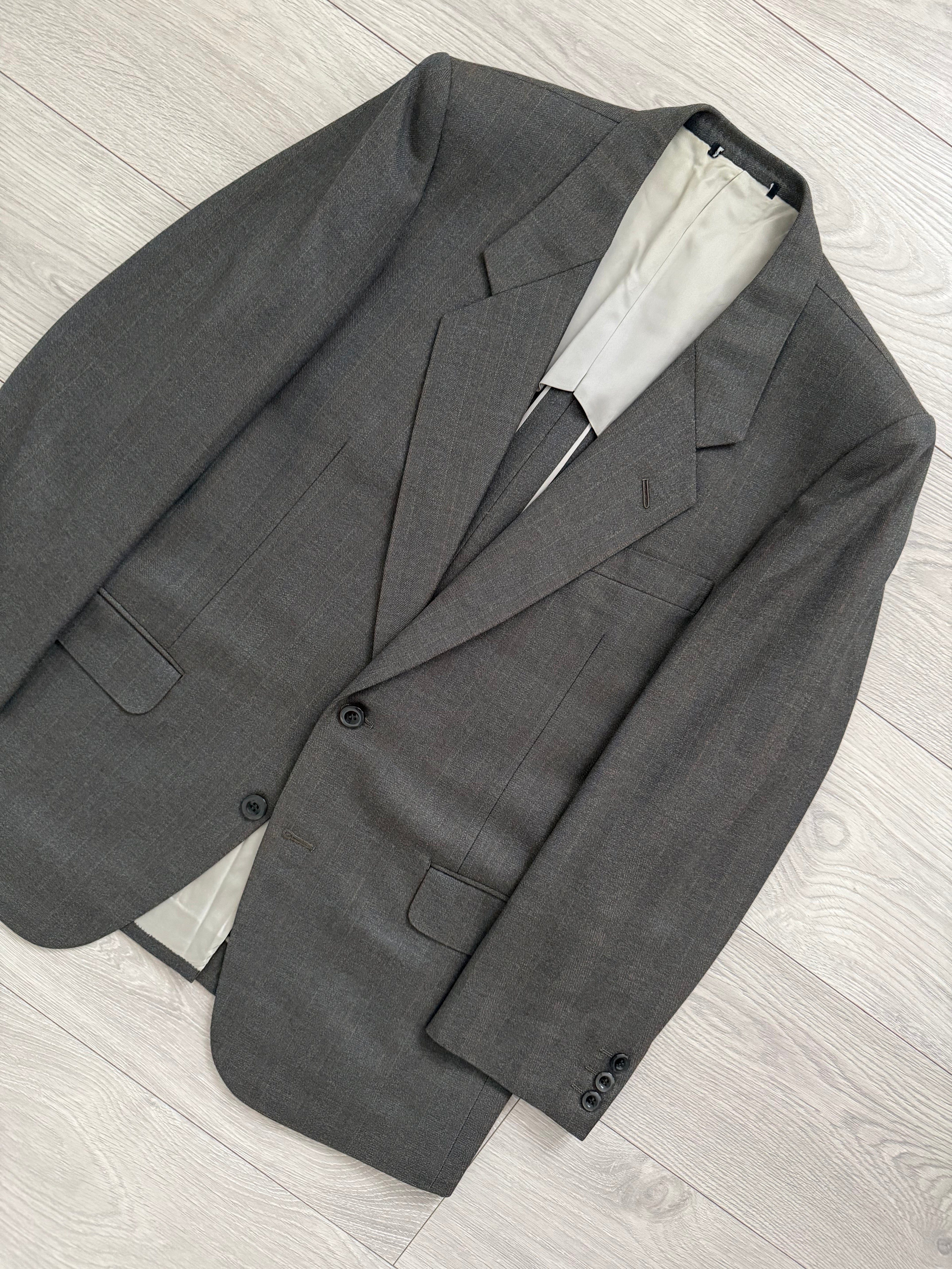 Givenchy 1980s 2B Pleated Wool Striped Suit - Size M Jacket / 32" Waist