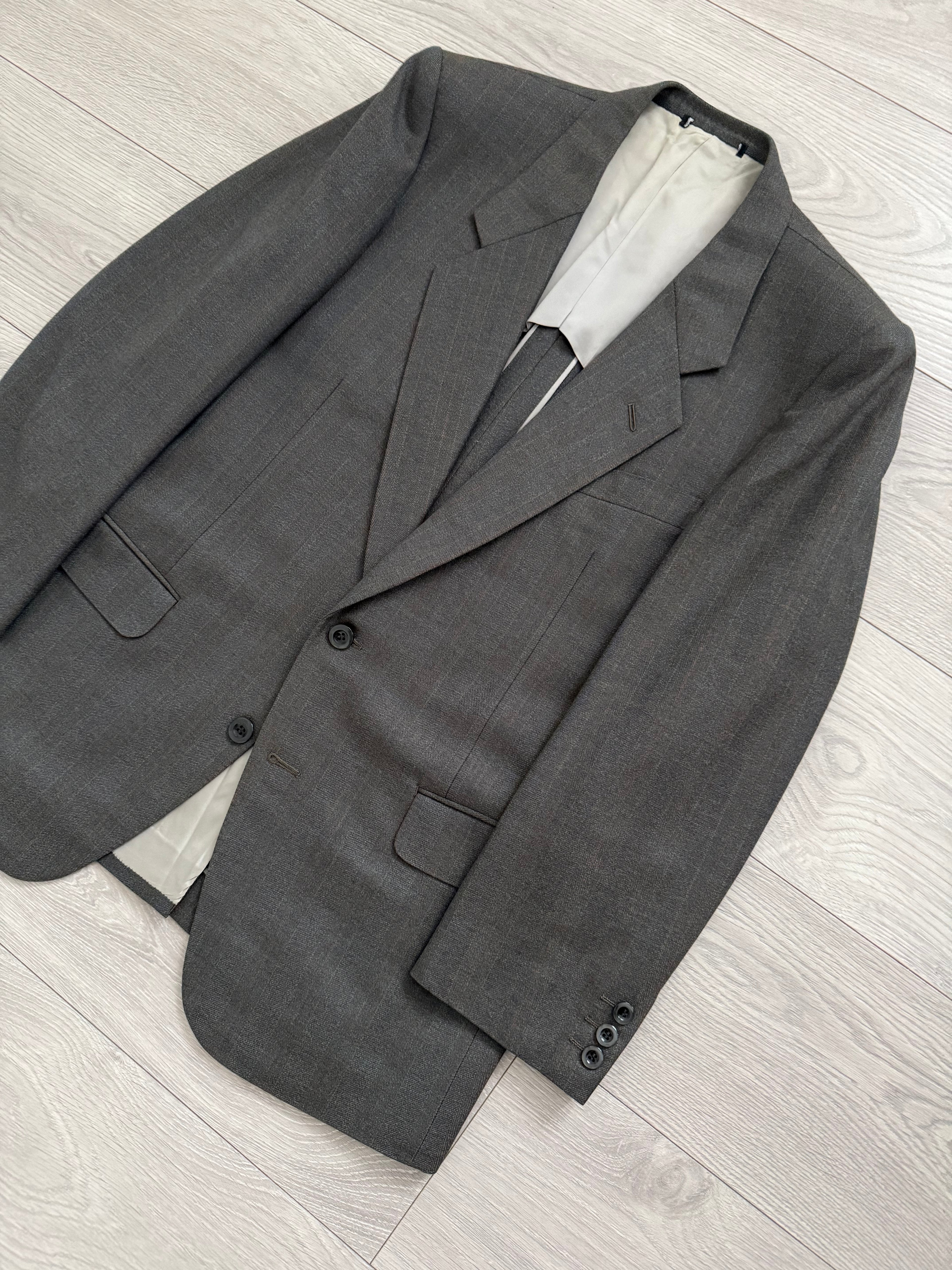 Givenchy 1980s 2B Pleated Wool Striped Suit - Size M Jacket / 32" Waist