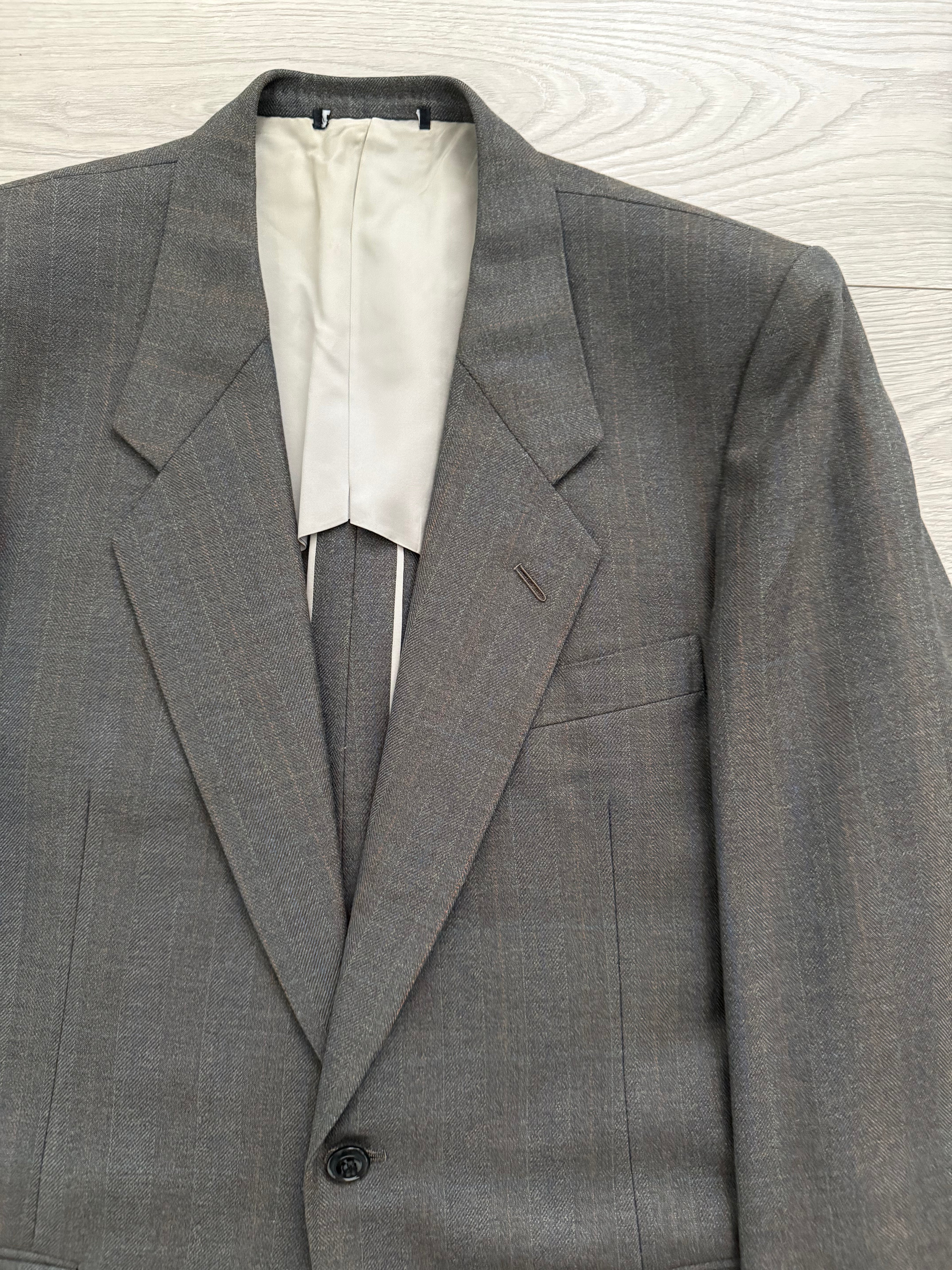 Givenchy 1980s 2B Pleated Wool Striped Suit - Size M Jacket / 32" Waist