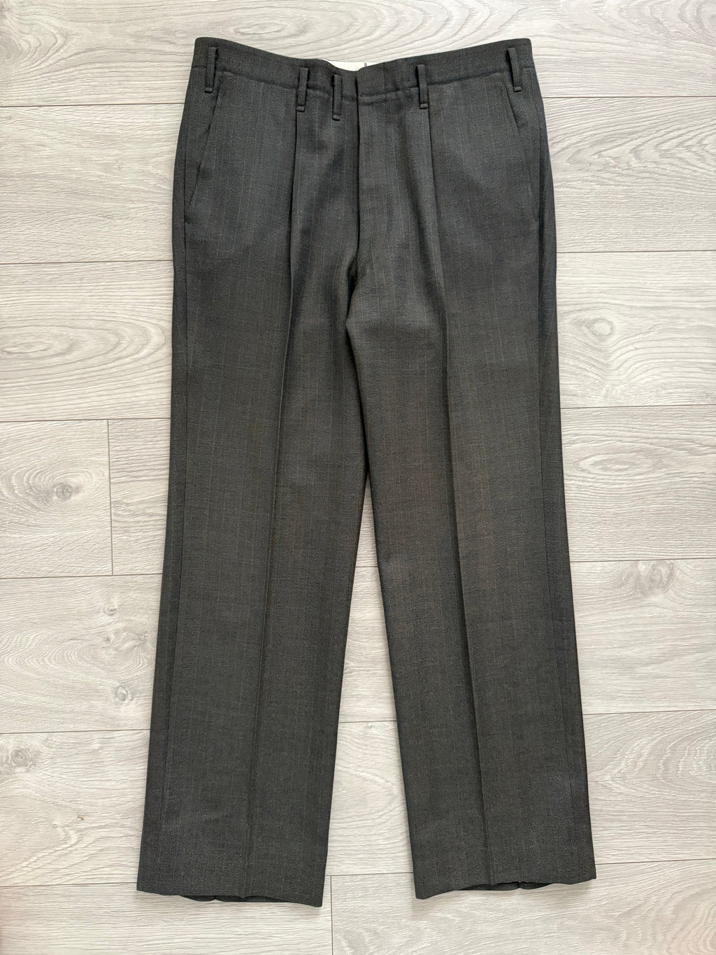 Givenchy 1980s 2B Pleated Wool Striped Suit - Size M Jacket / 32" Waist