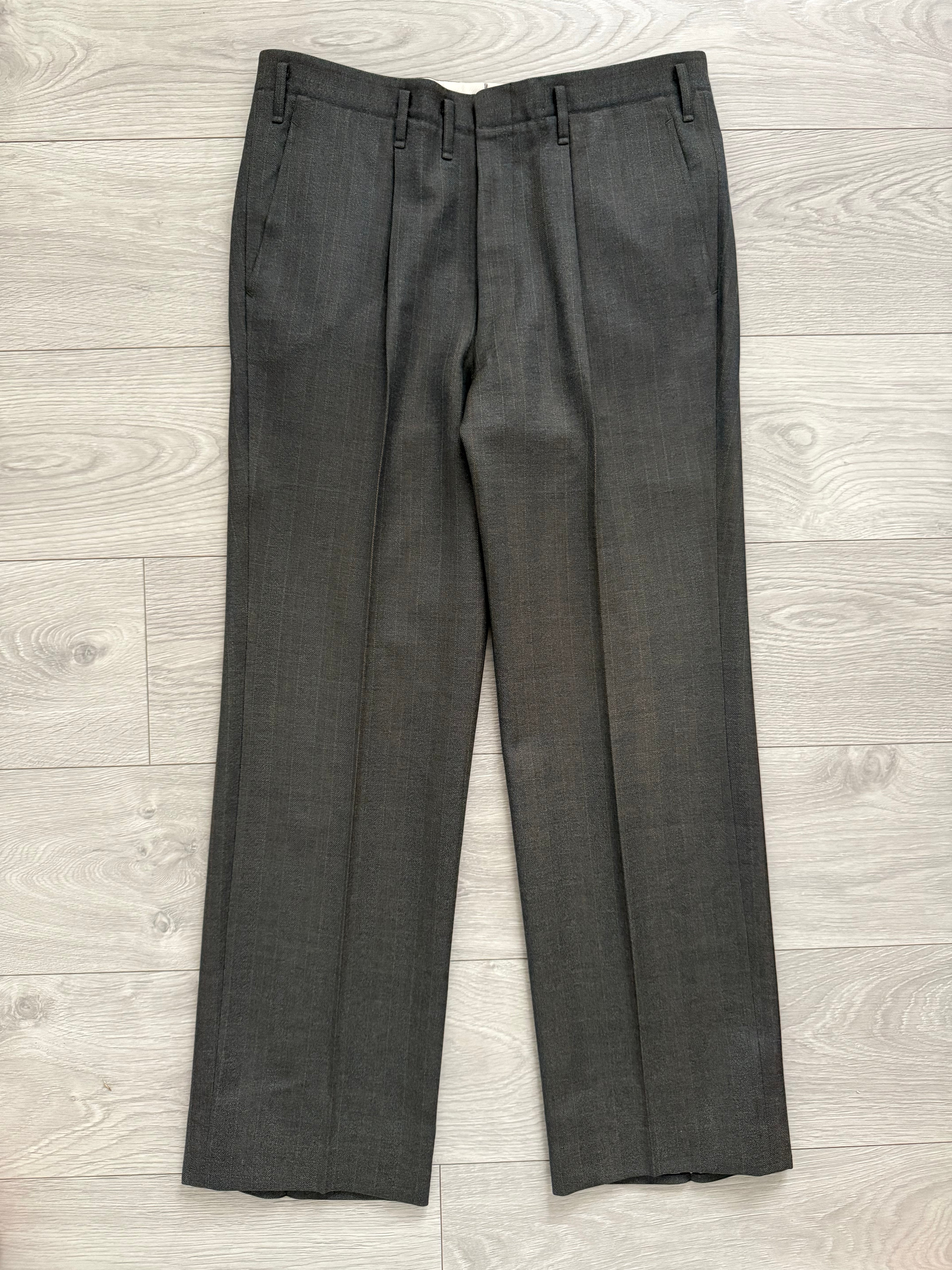 Givenchy 1980s 2B Pleated Wool Striped Suit - Size M Jacket / 32" Waist