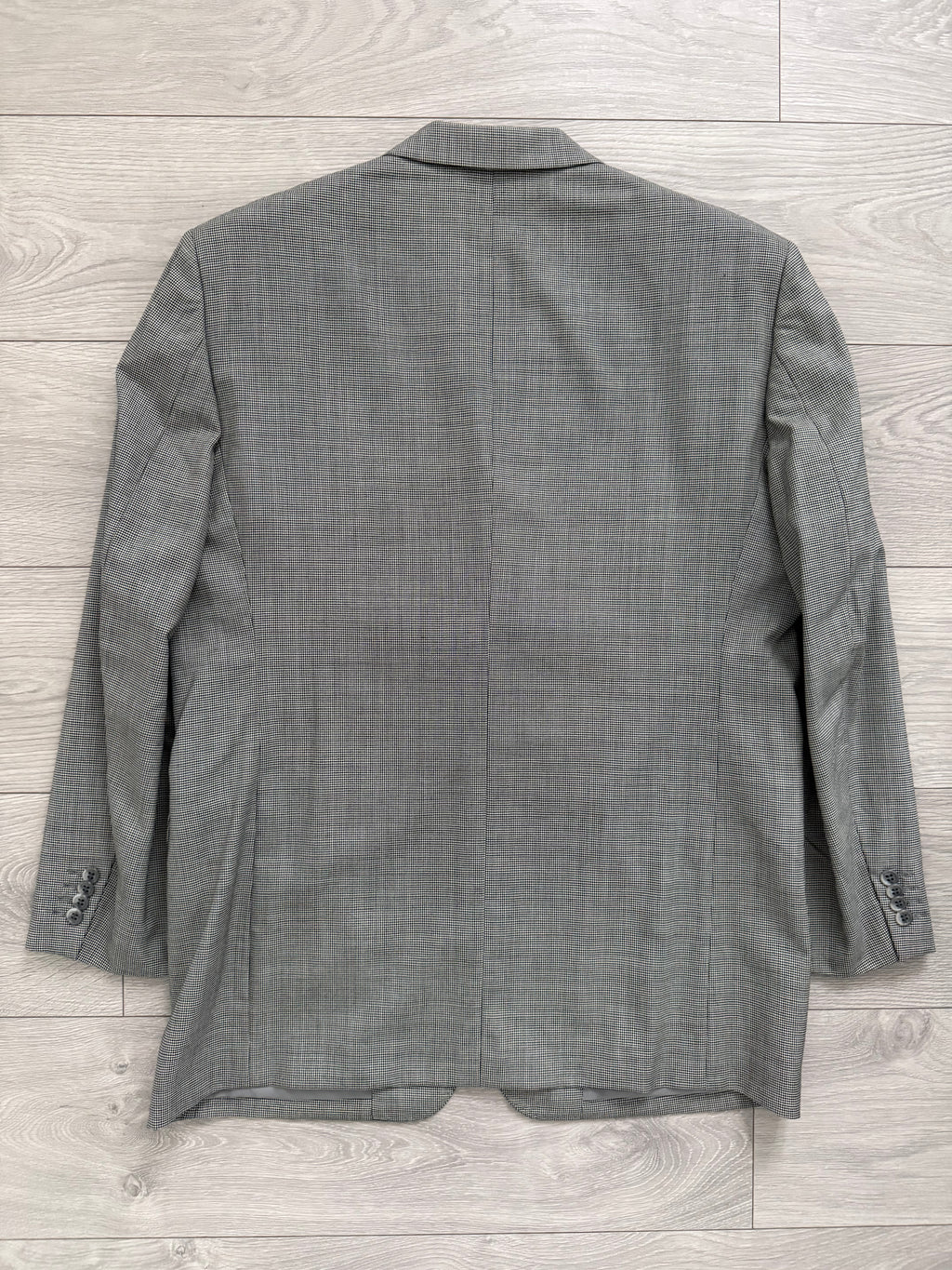 Givenchy 1980s 3B Pleated Wool Textured Grey Suit - Size XL Jacket / 35" Waist