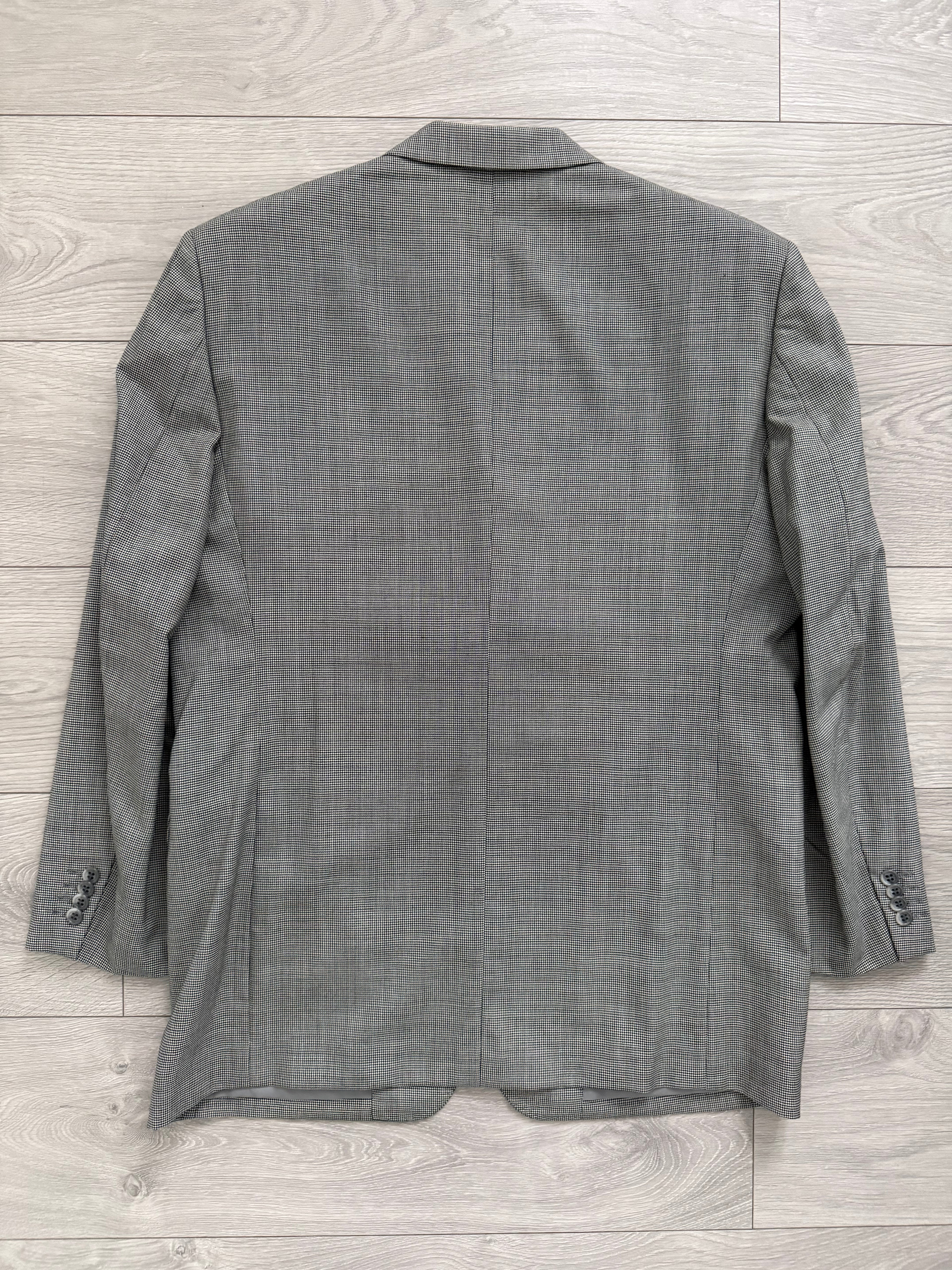 Givenchy 1980s 3B Pleated Wool Textured Grey Suit - Size XL Jacket / 35" Waist