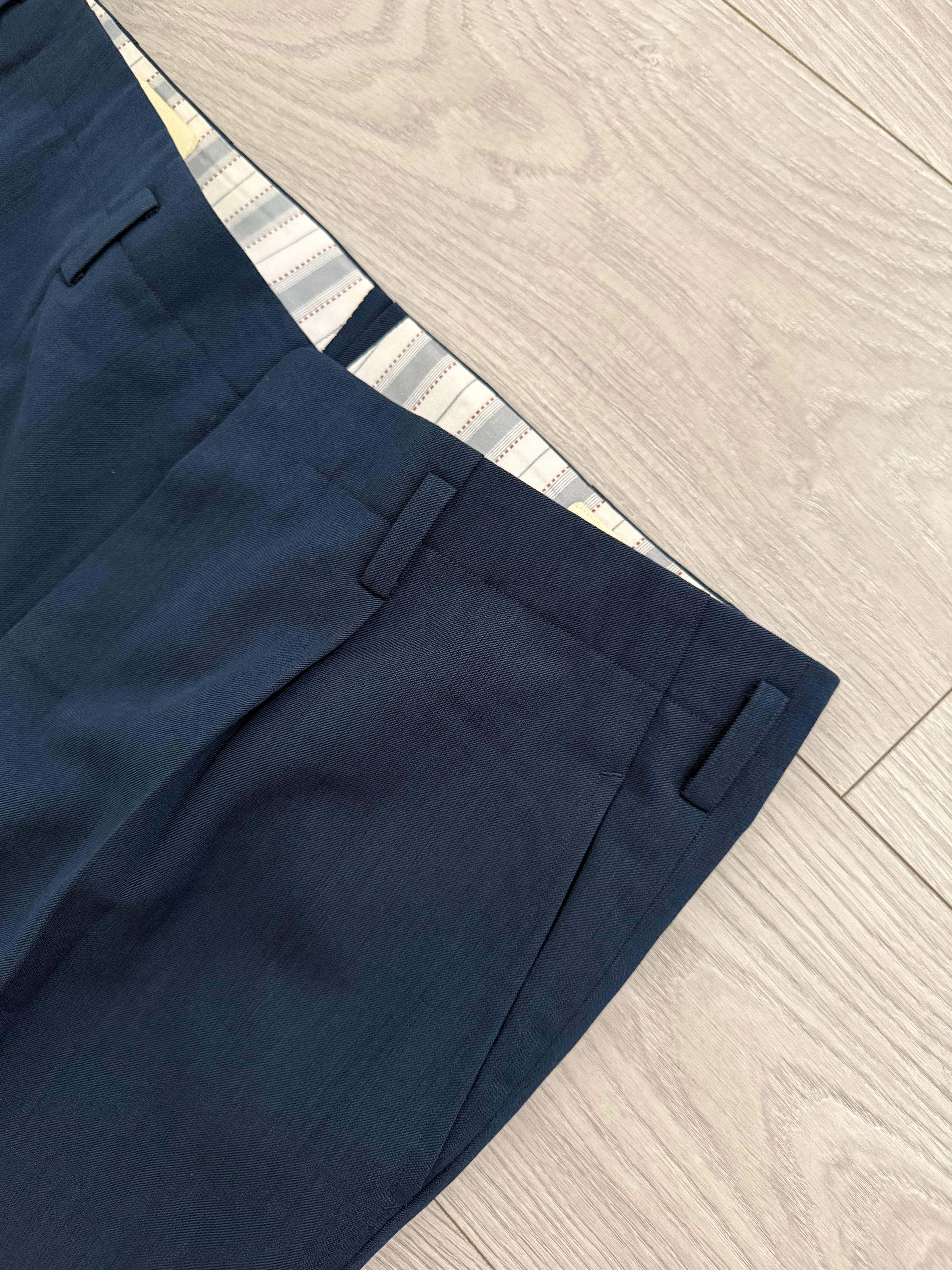 Givenchy 1980s 2B Pleated Wool Textured Blue Lightweight Suit - Size L Jacket / 34" Waist