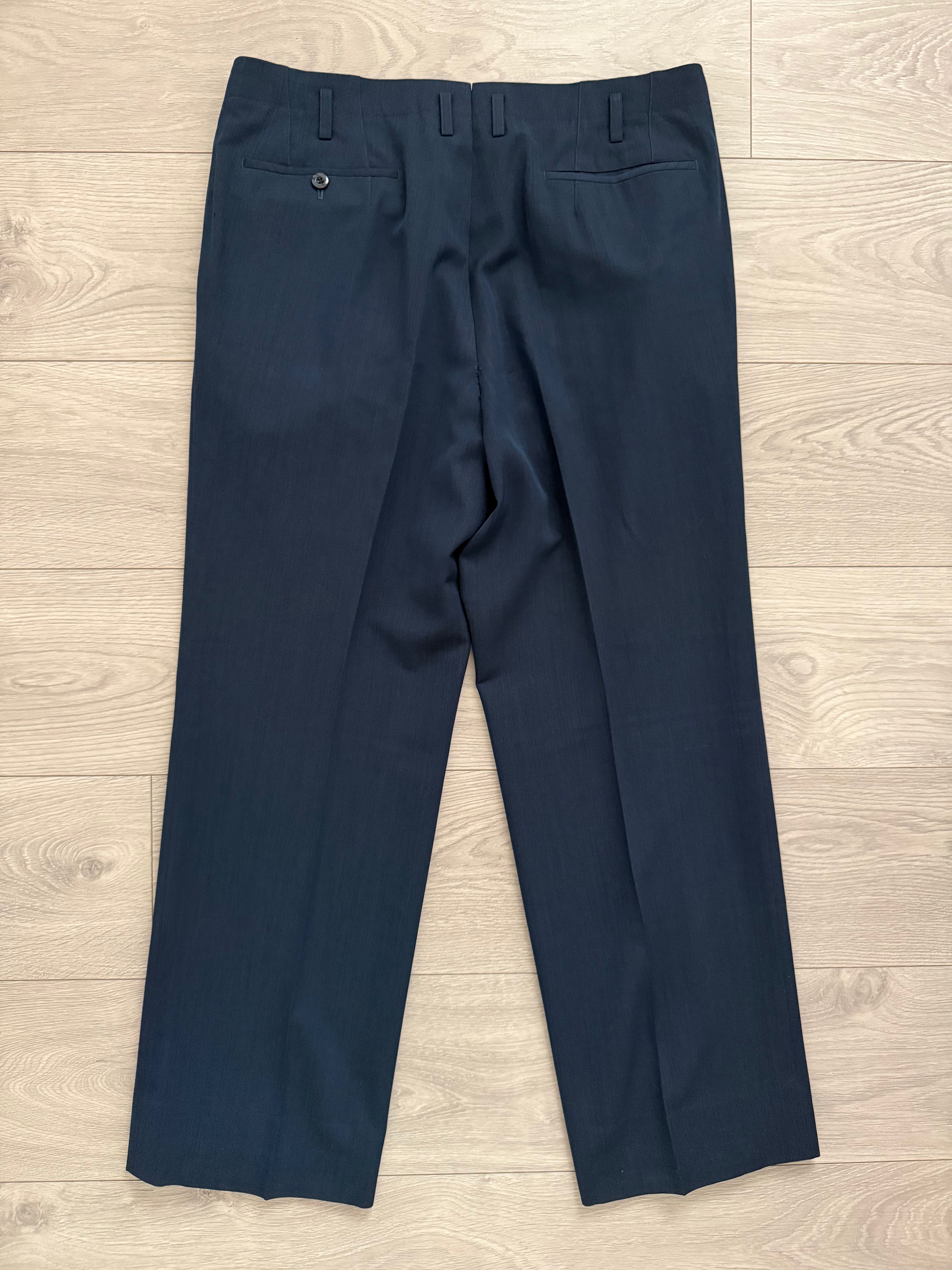 Givenchy 1980s 2B Pleated Wool Textured Blue Lightweight Suit - Size L Jacket / 34" Waist