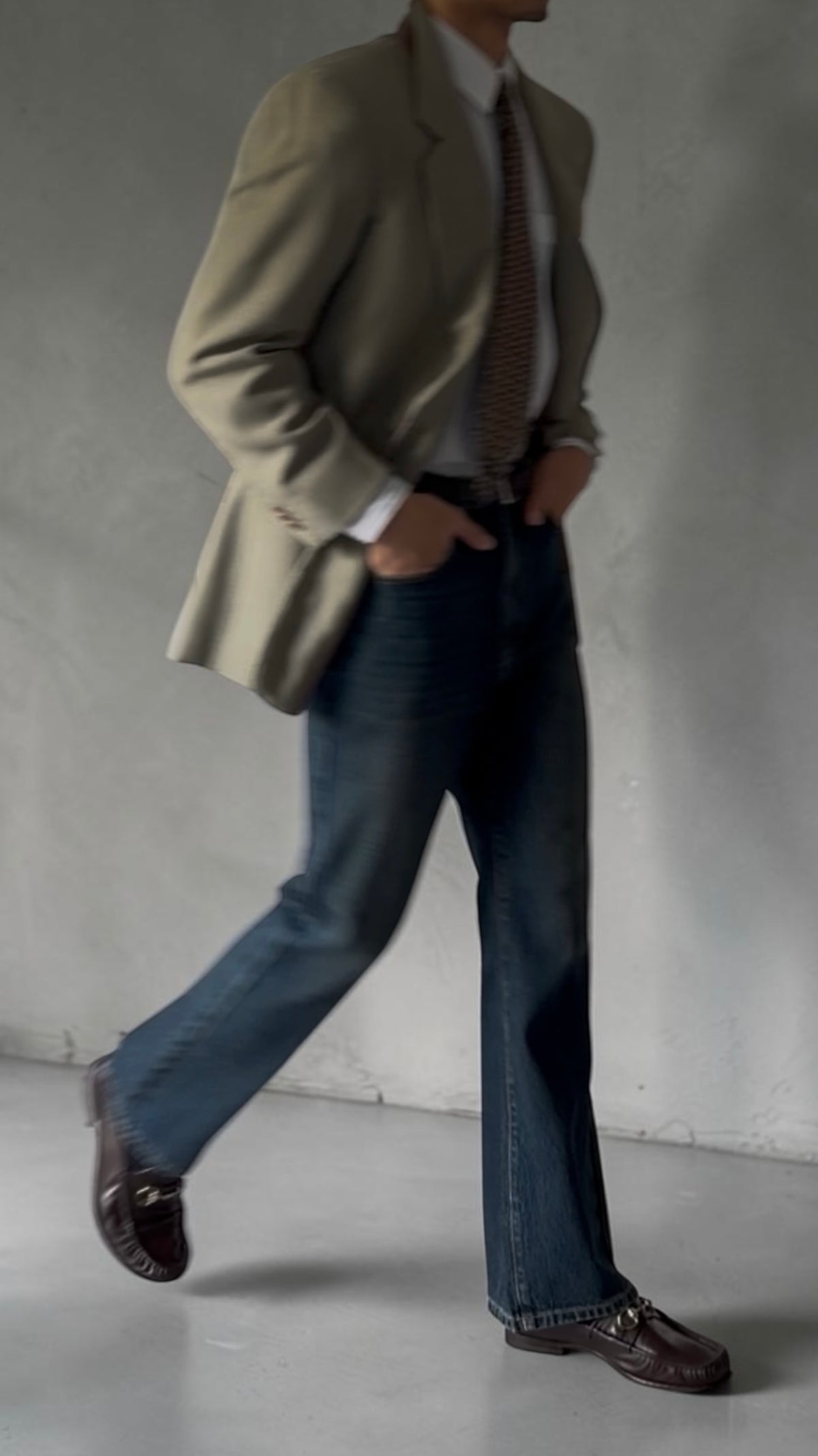 Giorgio Armani 1980s 2B Textured Wool Taupe Green Sport Jacket Blazer - Size M