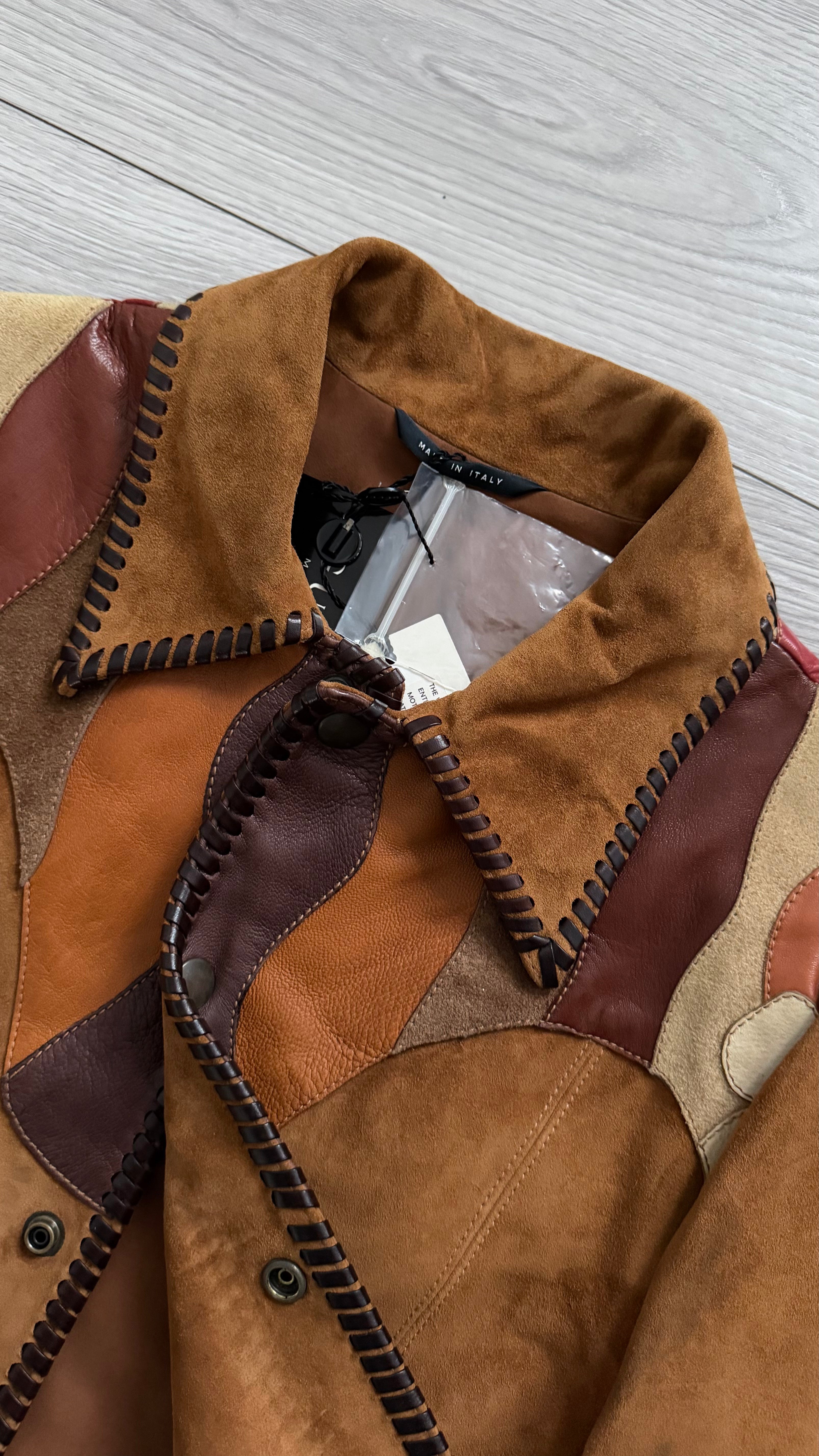 Gucci by Tom Ford SS2004 Western Leather Patchwork Jacket  - Size XS Mens