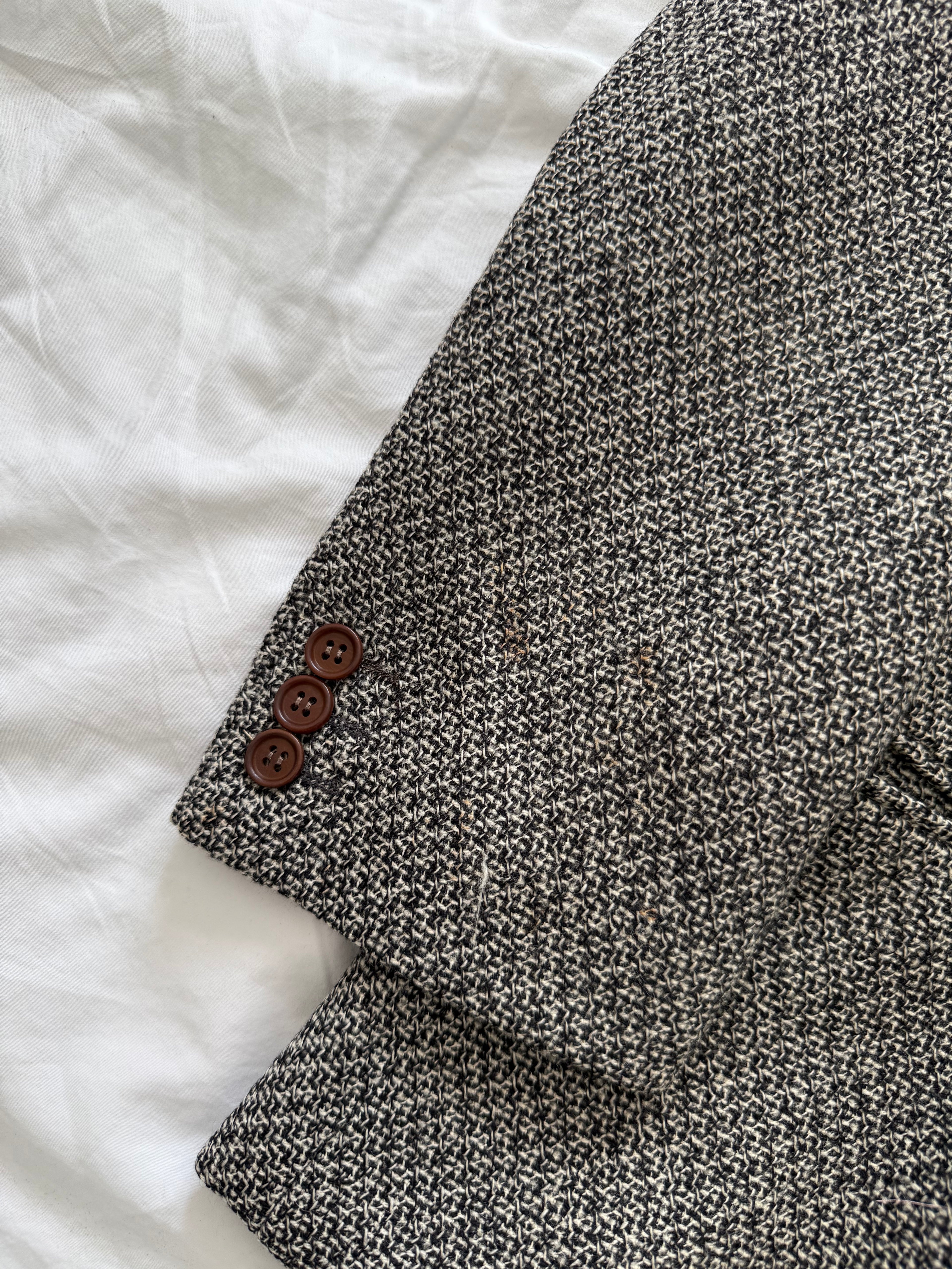 Giorgio Armani 1990s Black Label Peaked Lapel Double Breasted Textured Wool Sport Jacket Blazer - Size M